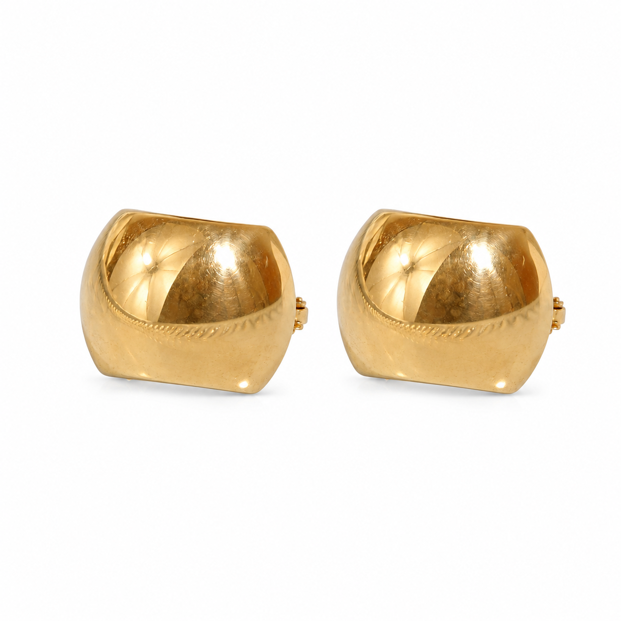 9ct Yellow Gold Half Round Continental Clip Earrings