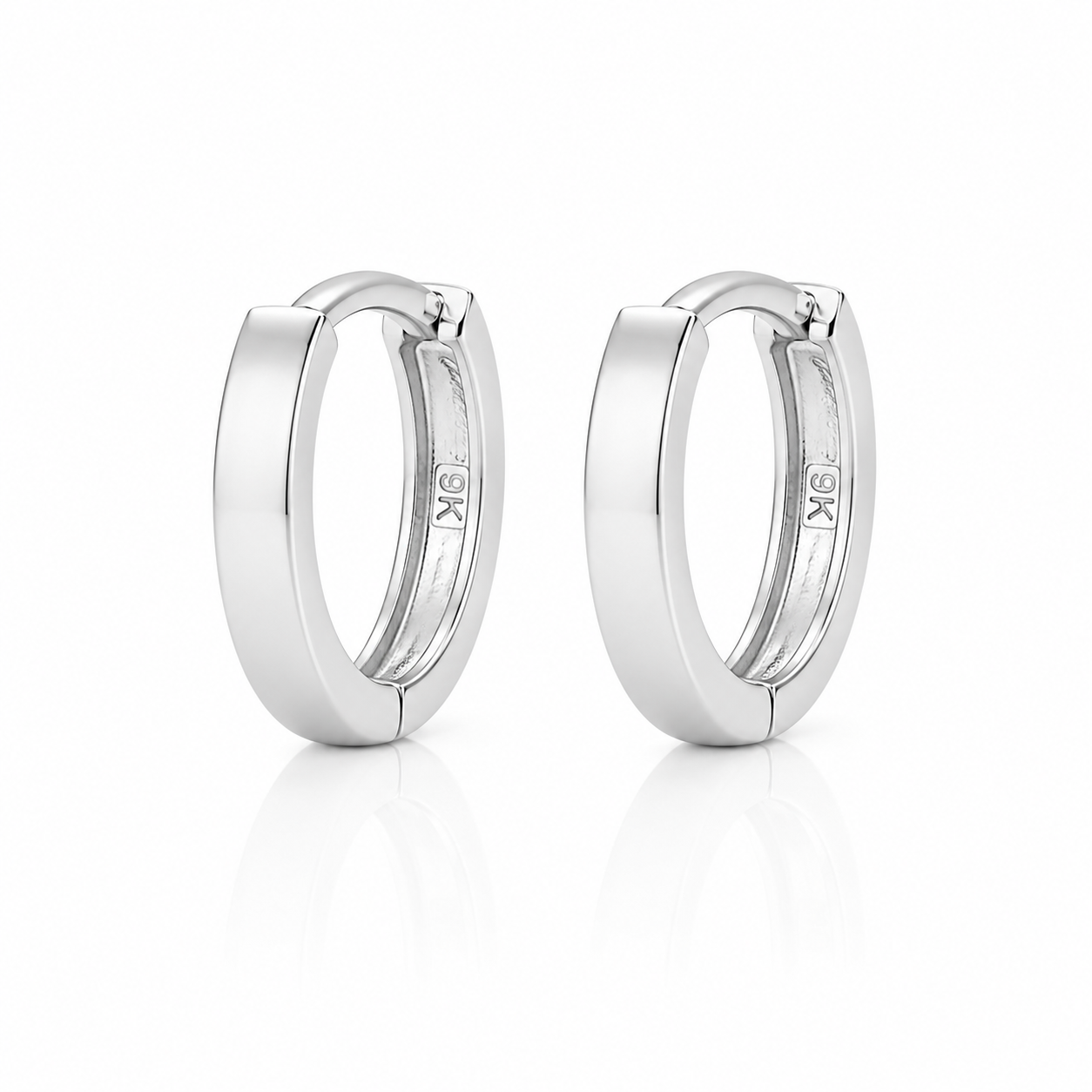 9ct White Gold Half Round Huggie Earrings