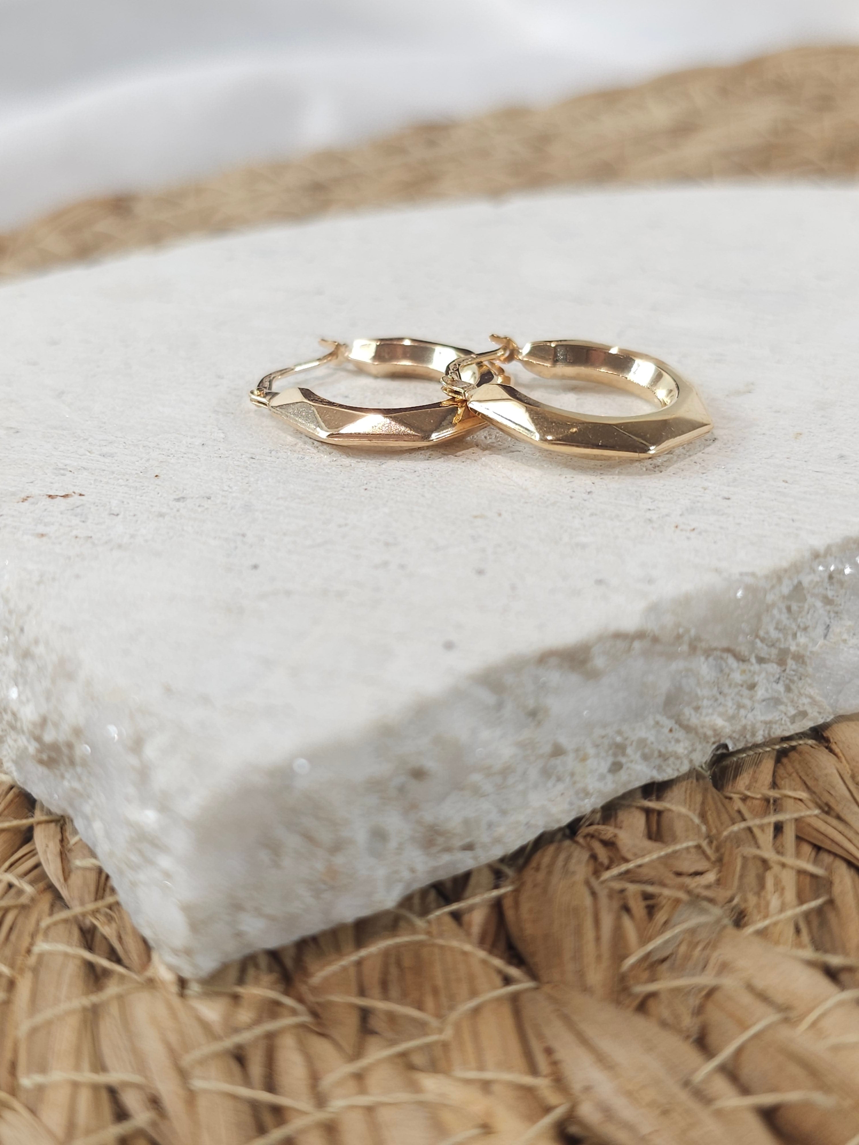 9ct gold geometric hoops 12mm