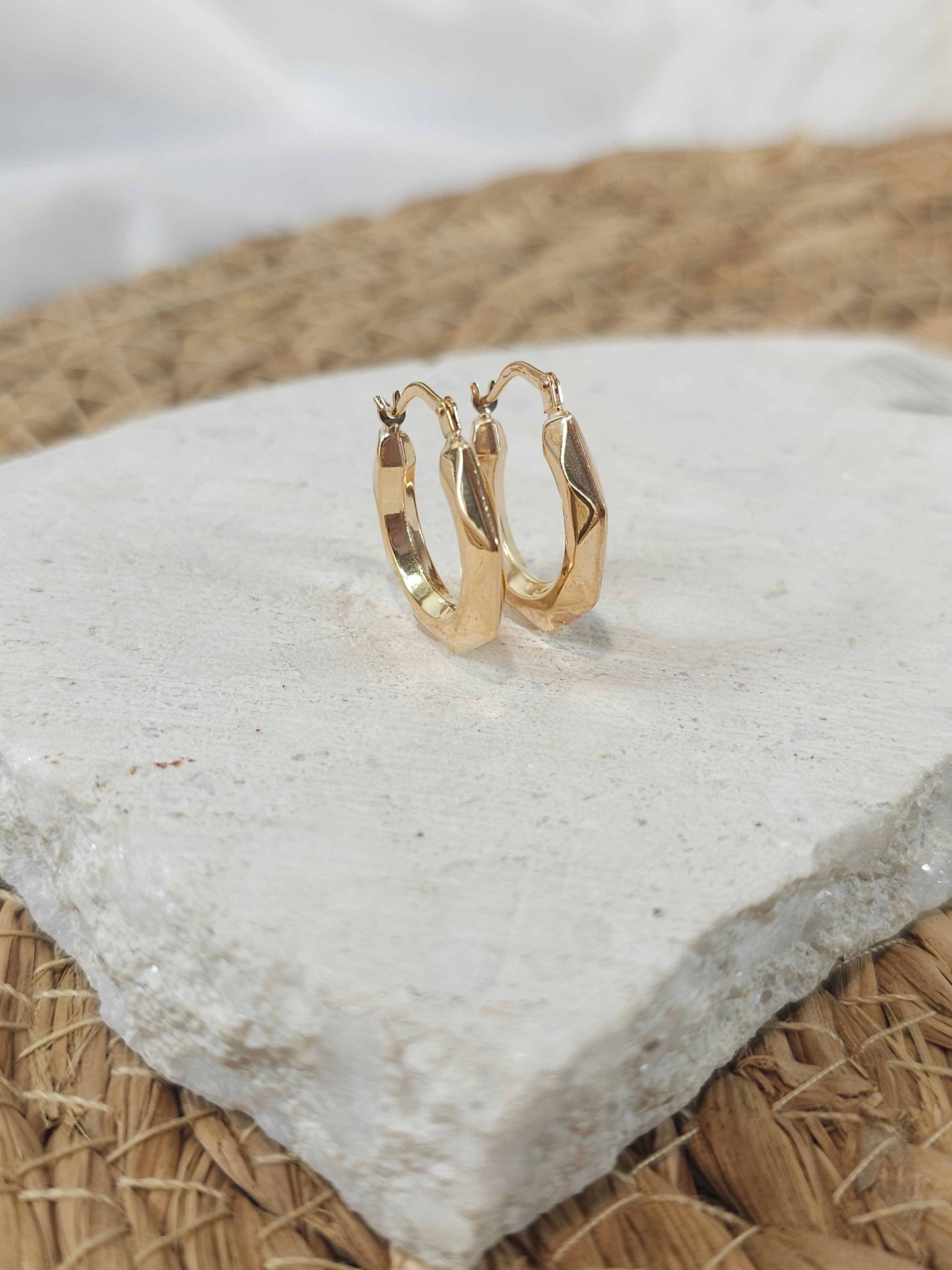9ct gold geometric hoops 12mm