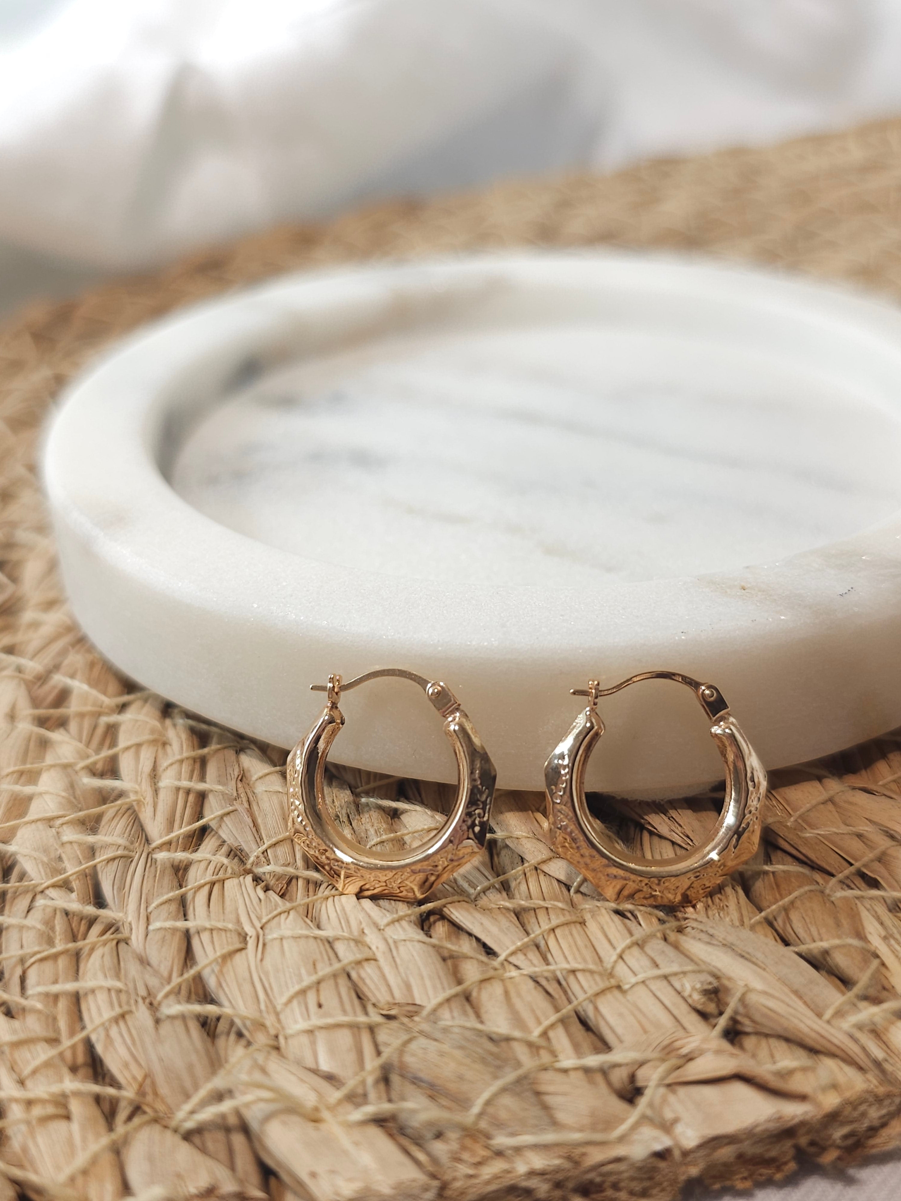 9ct gold octagonal hoops 11mm