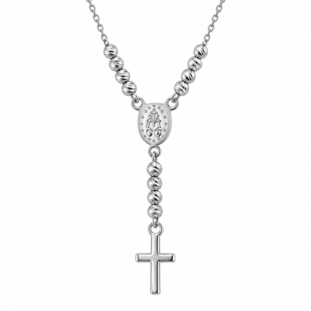 9ct White Gold Rosary Necklet