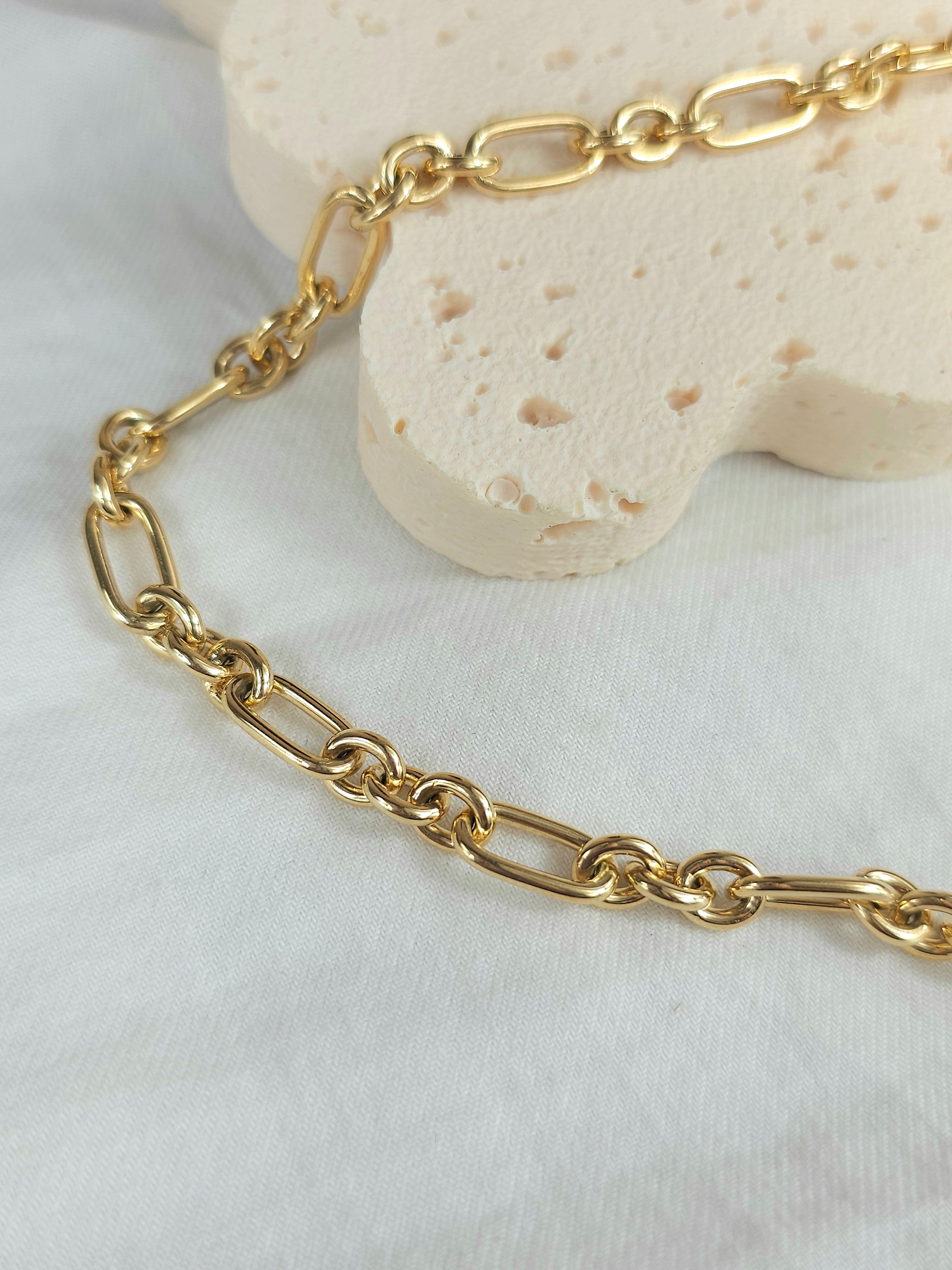 9ct Yellow Gold Silver Filled 3 to 1 cable chain, 45cm