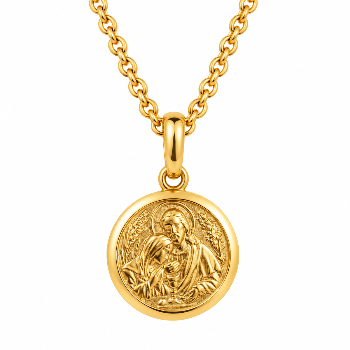 9ct Yellow Gold Holy Family Medallion