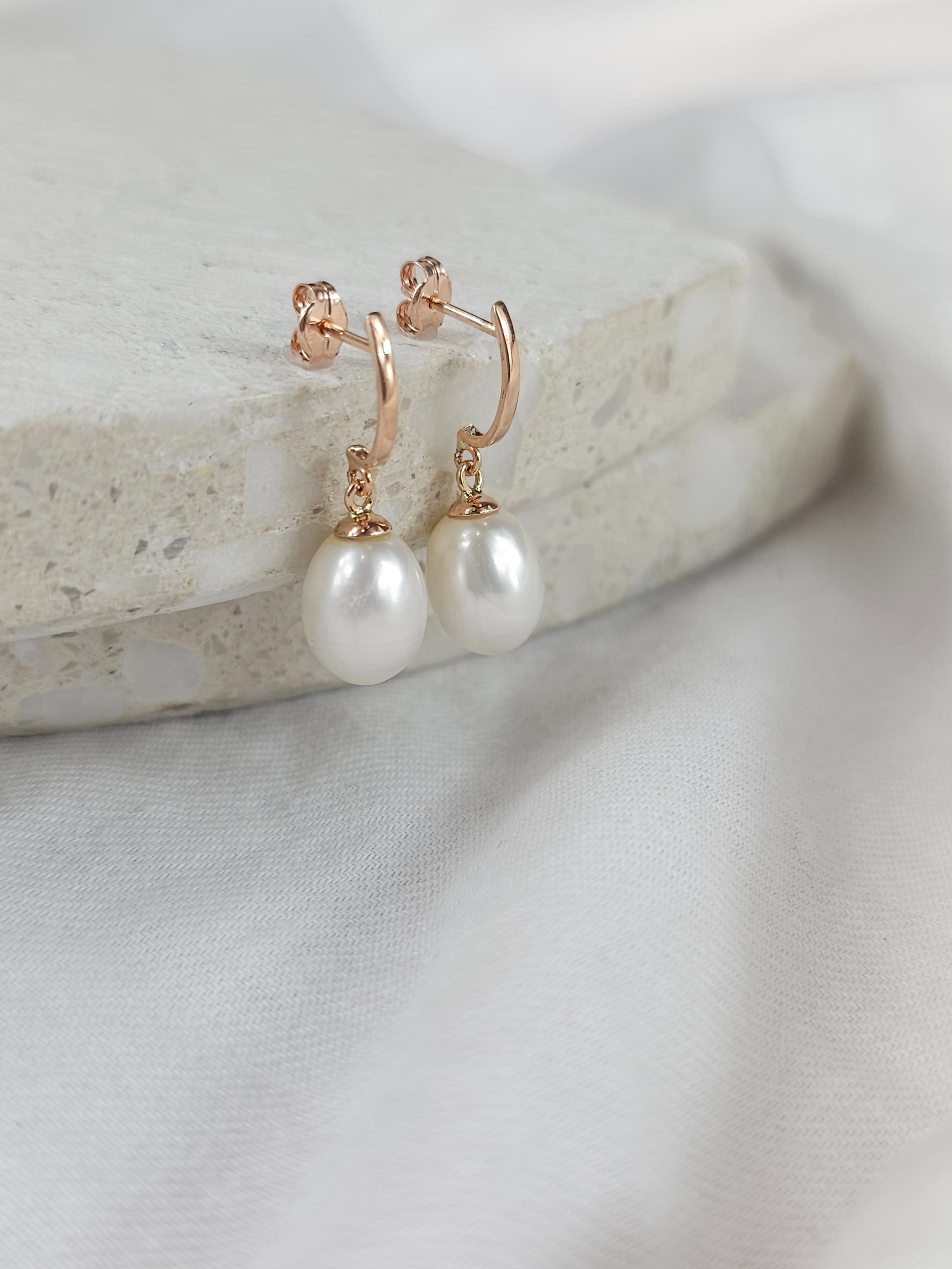 9ct rose gold freshwater pearl drops