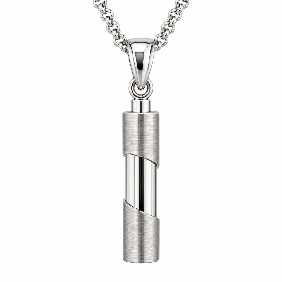 Sterling Silver Cylinder Memorial Pendant