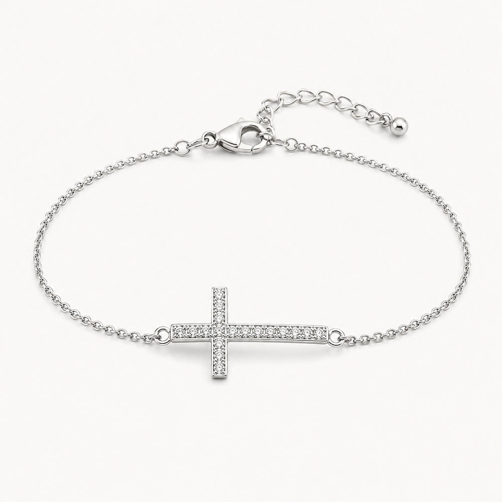 Solv Stainless Steel Cubic Zirconia Cross Bracelet