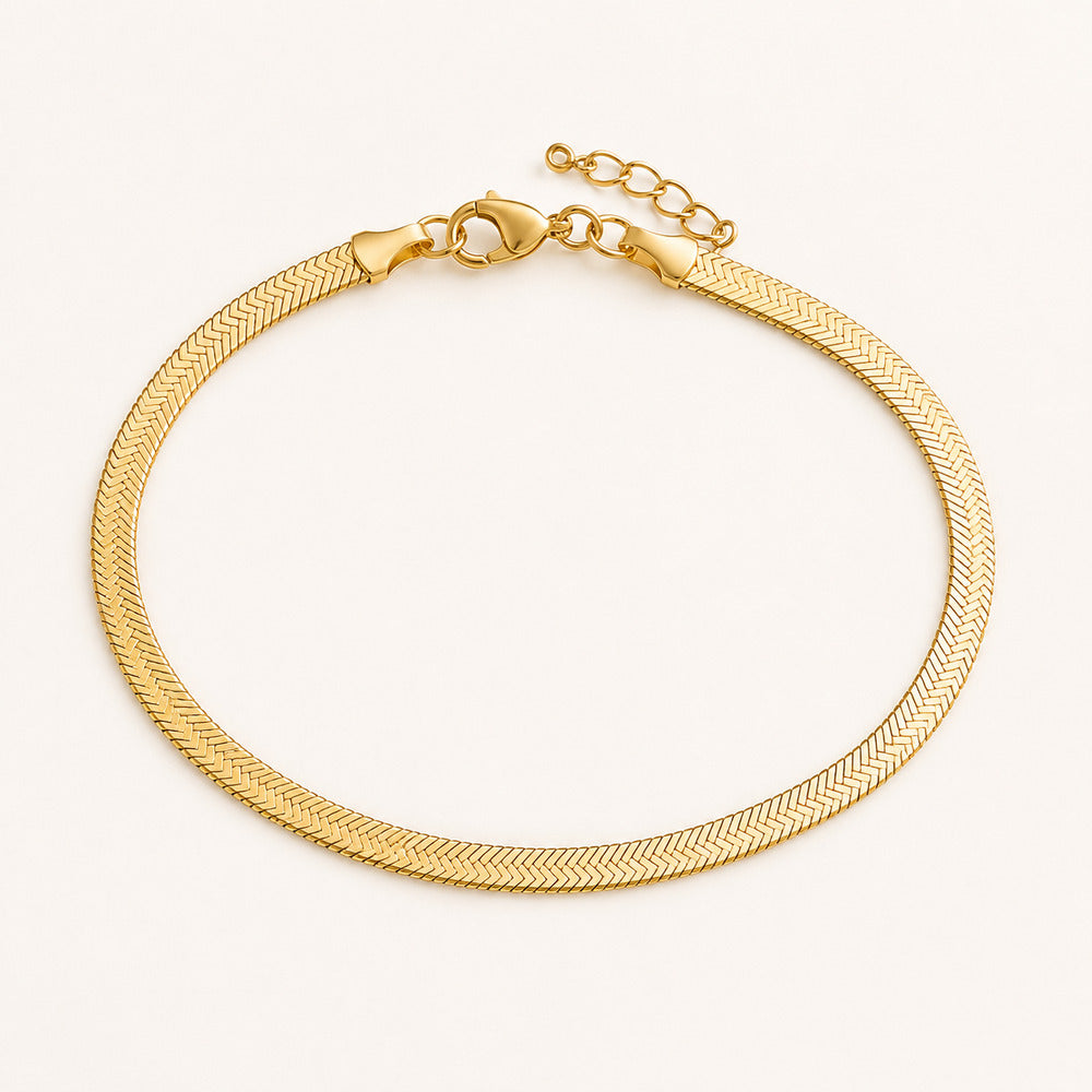 Solv Stainless Steel Gold-Plated 3mm Herringbone Bracelet