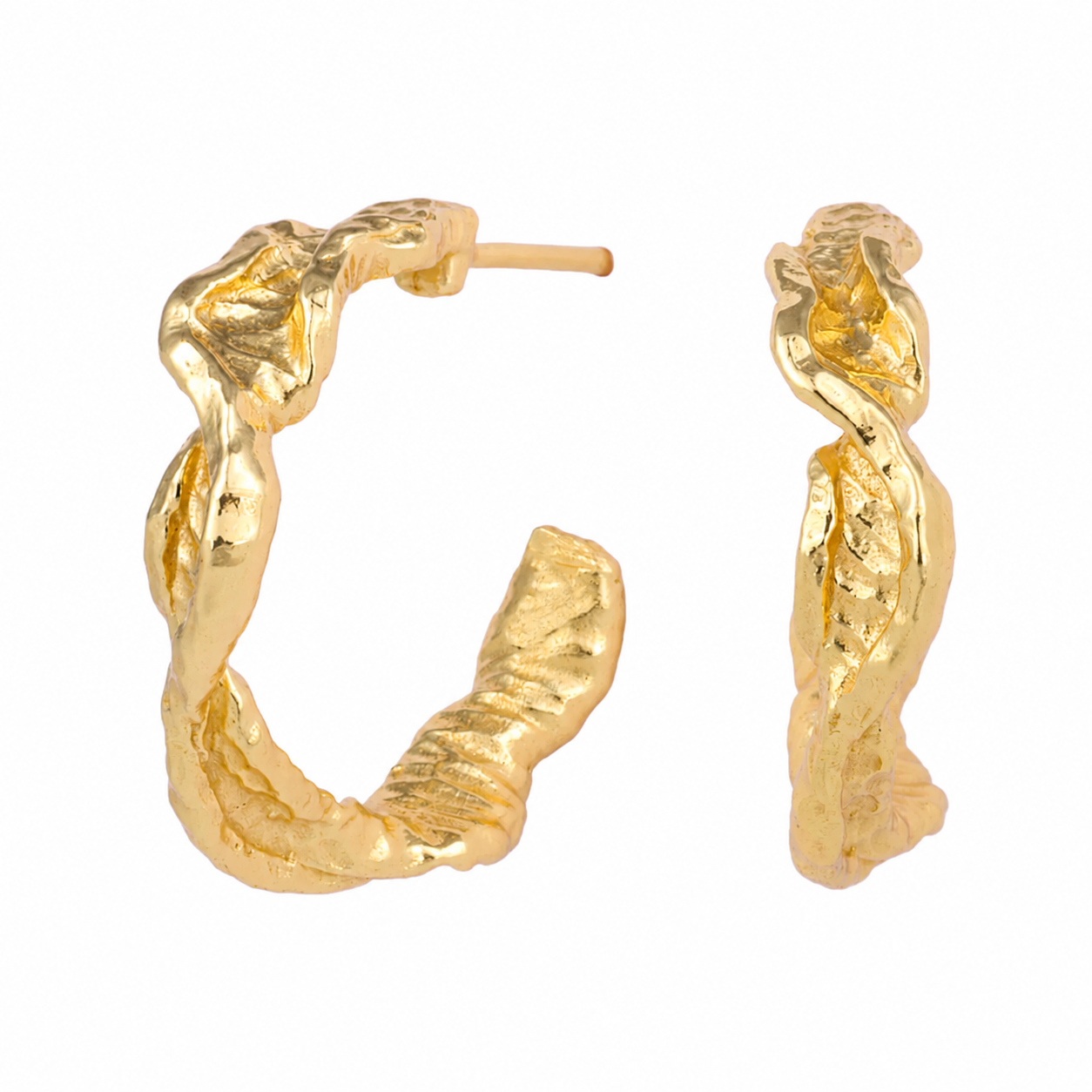 Yellow Gold Plated Twist Half Hoop Earrings