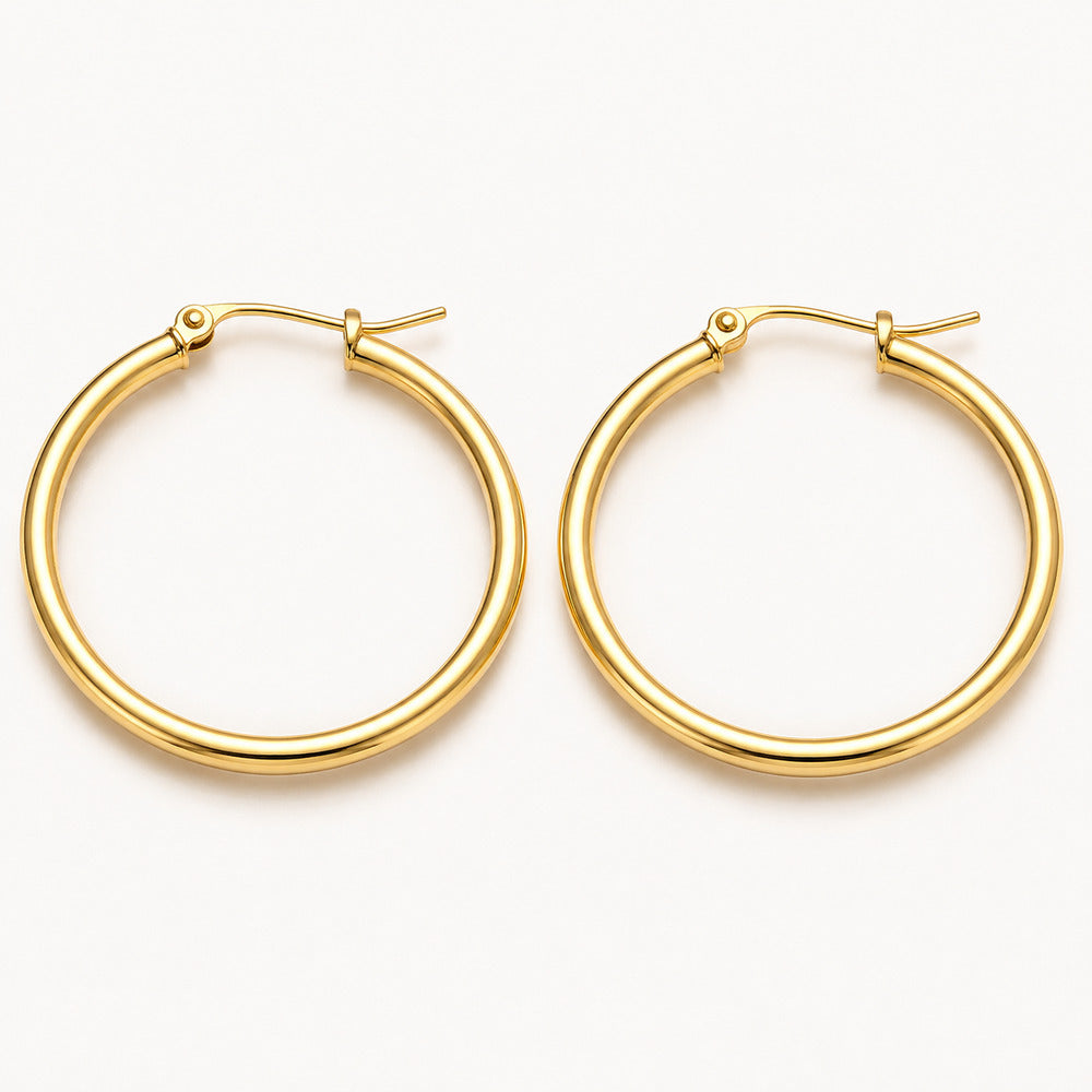 Solv Stainless Steel Gold-Plated 30mm Hoop Earrings