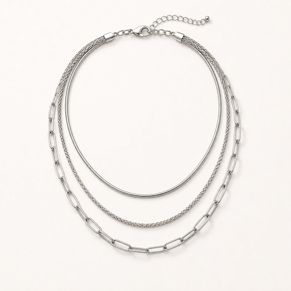Solv Stainless Steel Triple-Layer Necklet