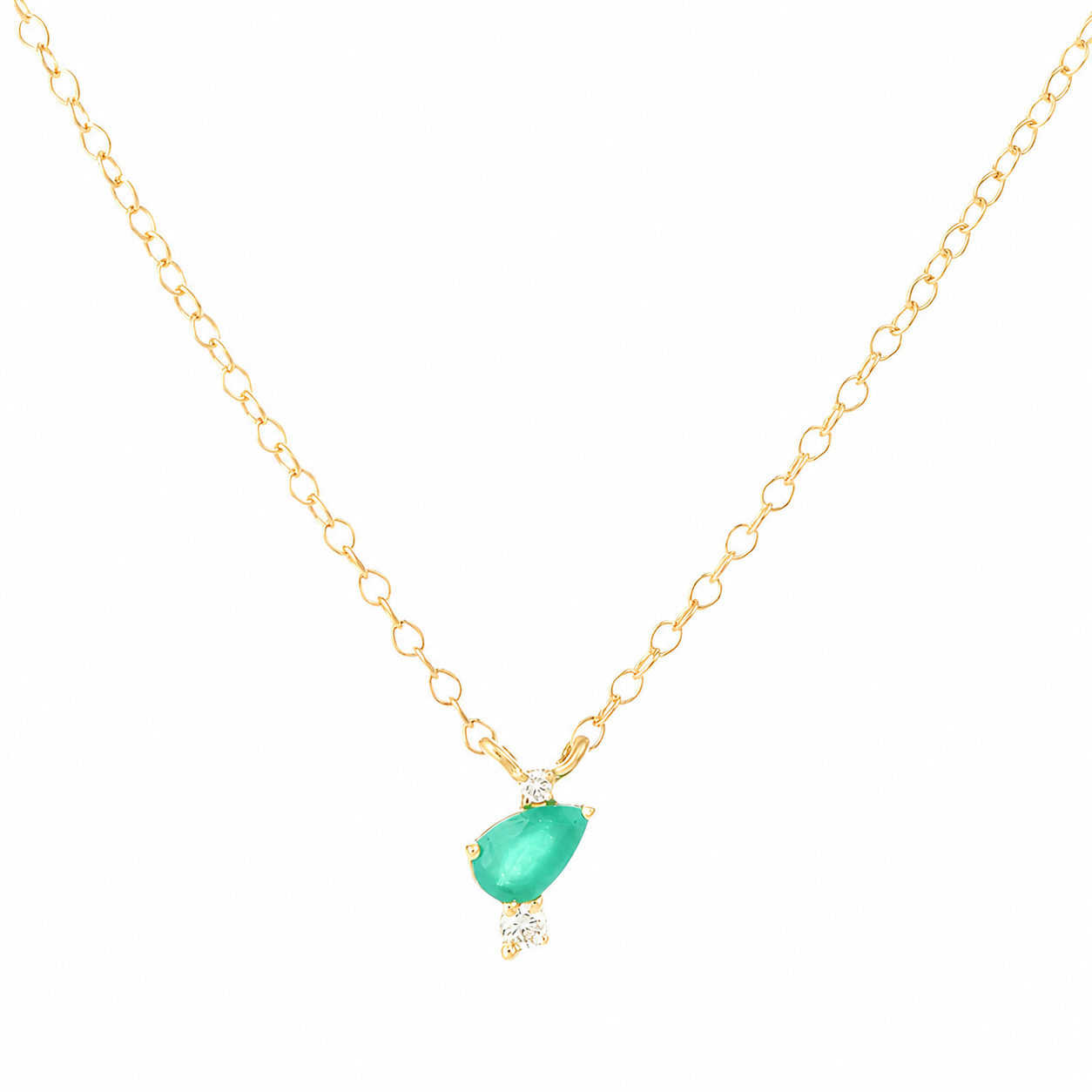 9ct Yellow Gold Emerald and Diamond Necklet