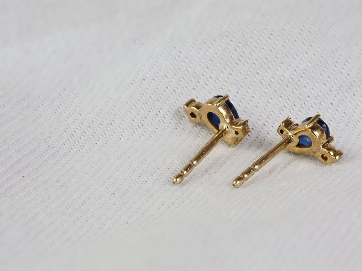 9ct Yellow Gold Sapphire and Diamond Stud Earrings
