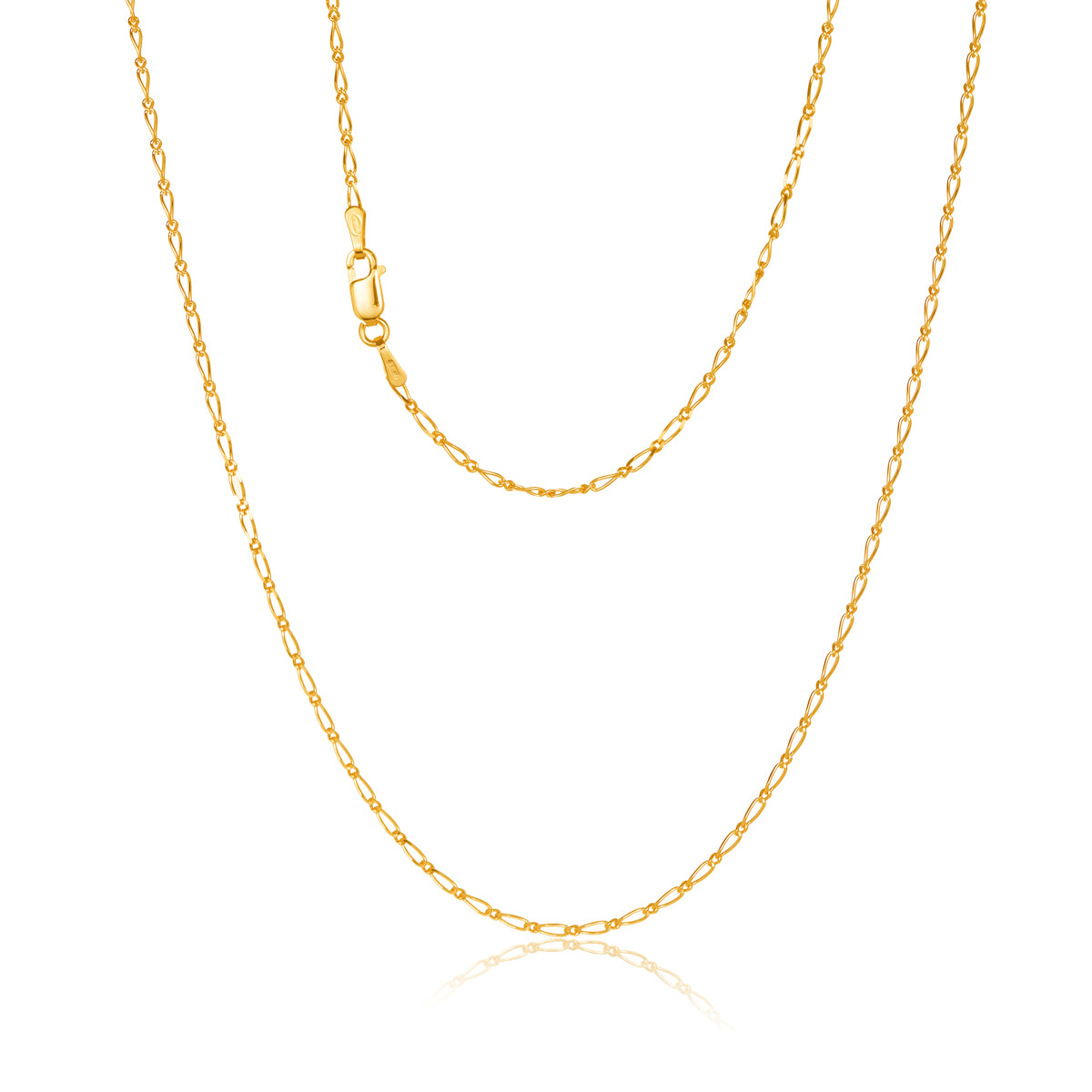 9ct Yellow Gold Figaro Link Chain, 1.5mm, 45cm