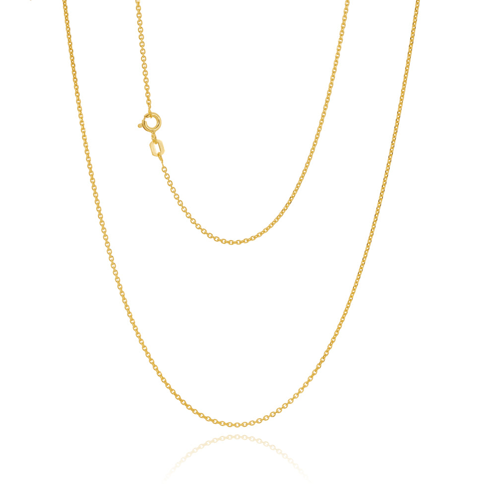 9ct Yellow Gold Diamond Cut Rolo Trace Chain, 1.5mm, 50cm