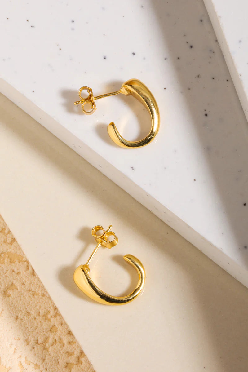 Yellow Gold Plated Tear Drop Stud Earrings