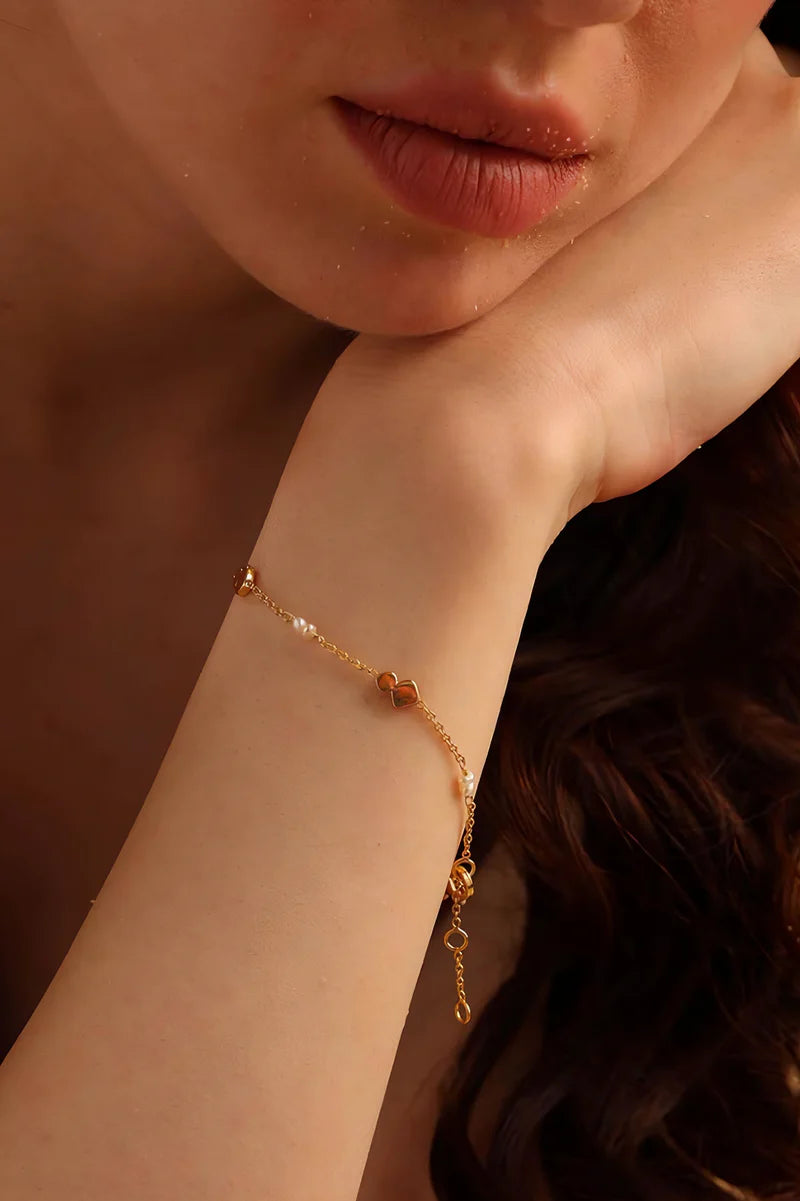 Yellow Gold Plated Freshwater Pearl Bracelet