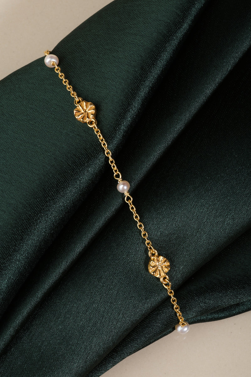 Yellow Gold Plated Freshwater Pearl Bracelet