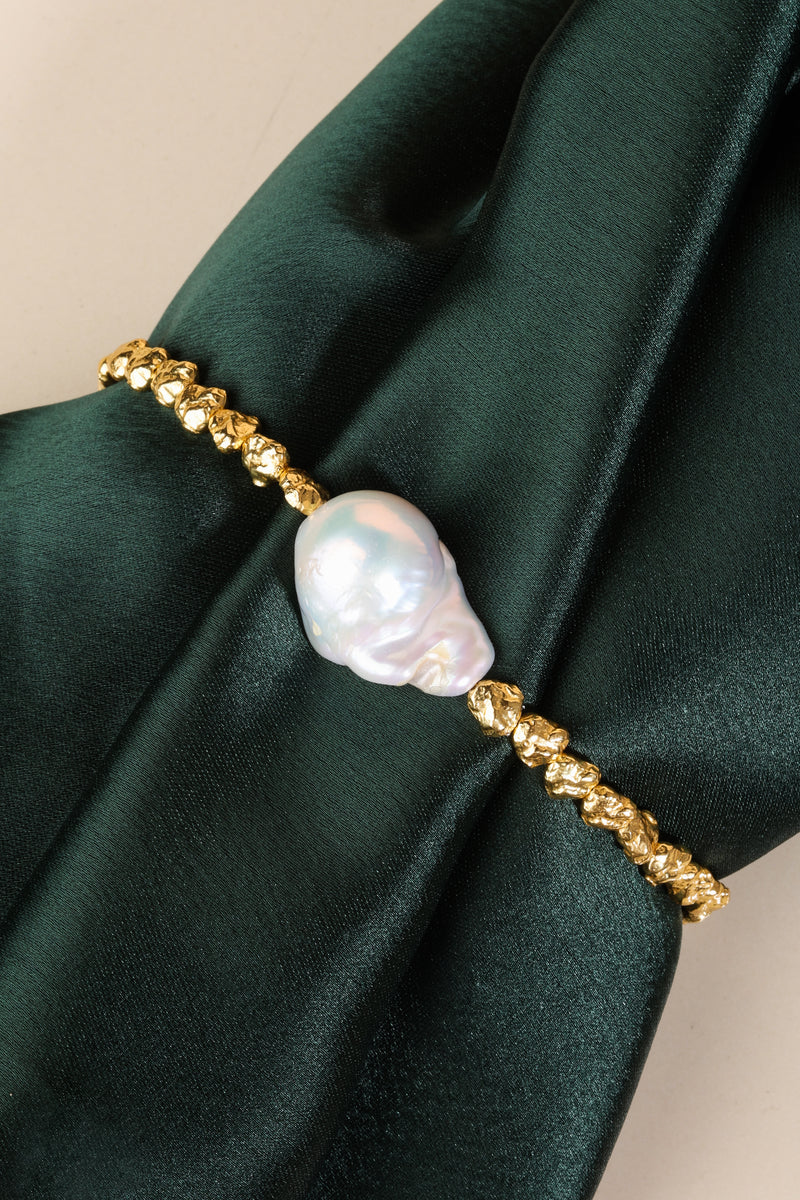 Yellow Gold Plated Baroque Pearl Bracelet