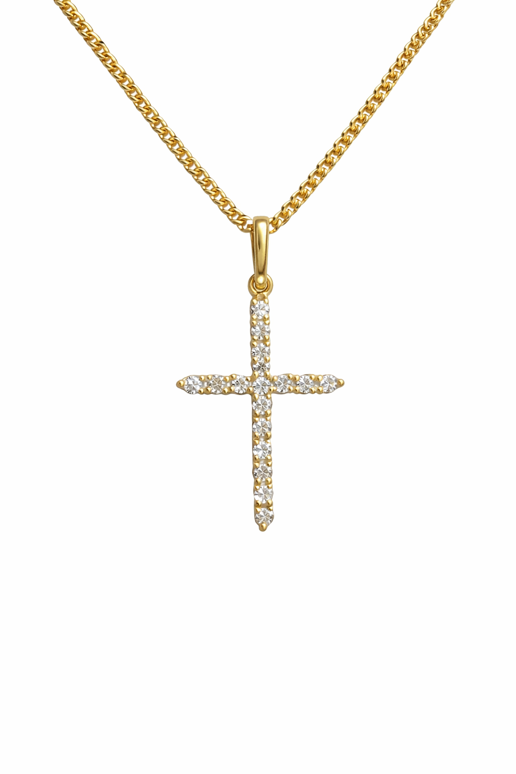 9ct Yellow Gold Diamond Cross, 19mm