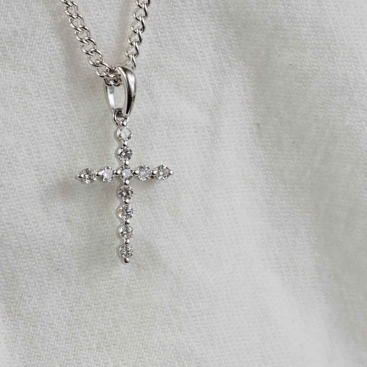9ct White Gold Diamond Cross Pendant