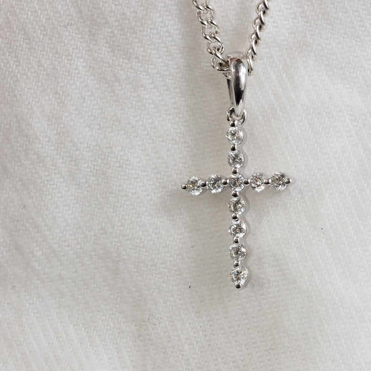 9ct White Gold Diamond Cross Pendant