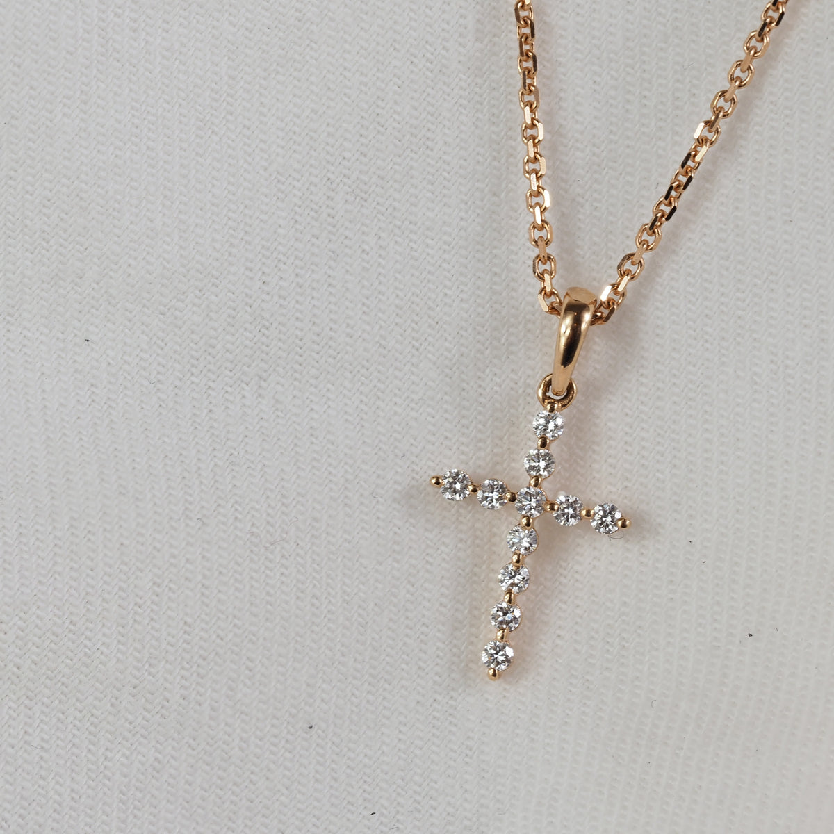 18ct Rose Gold Diamond Cross Pendant, 0.15ct Total