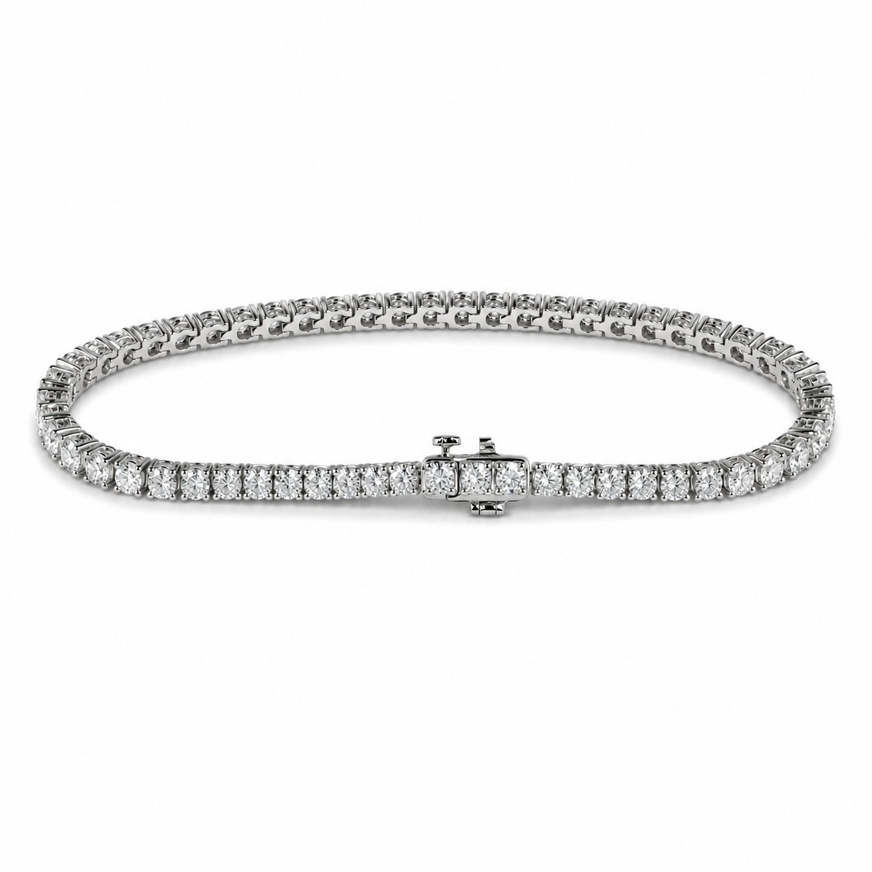 14ct White Gold Lab-Grown Tennis Bracelet, 5ct Total