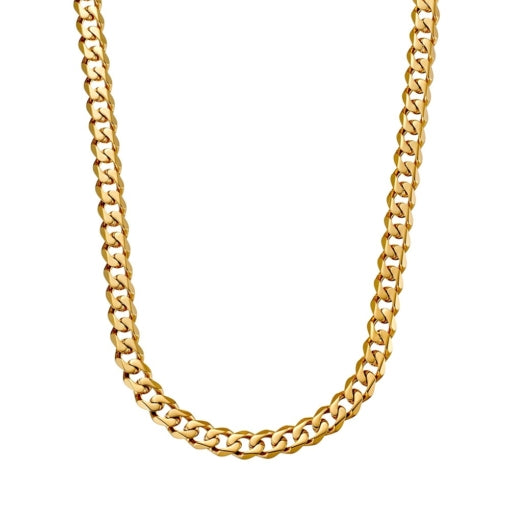 Stainless Steel Yellow Gold Plated Cuban Chain, 60cm