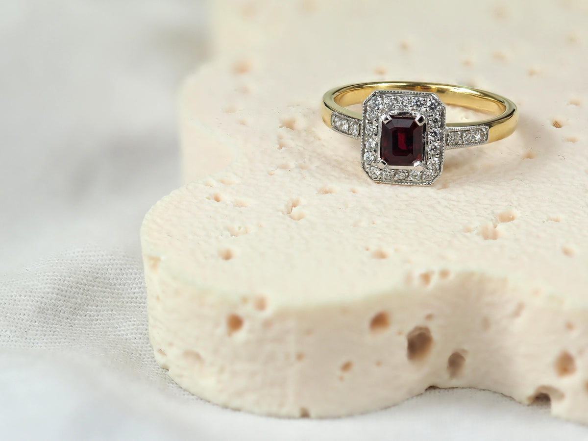 18ct Yellow and White Gold Ruby and Diamond Ring