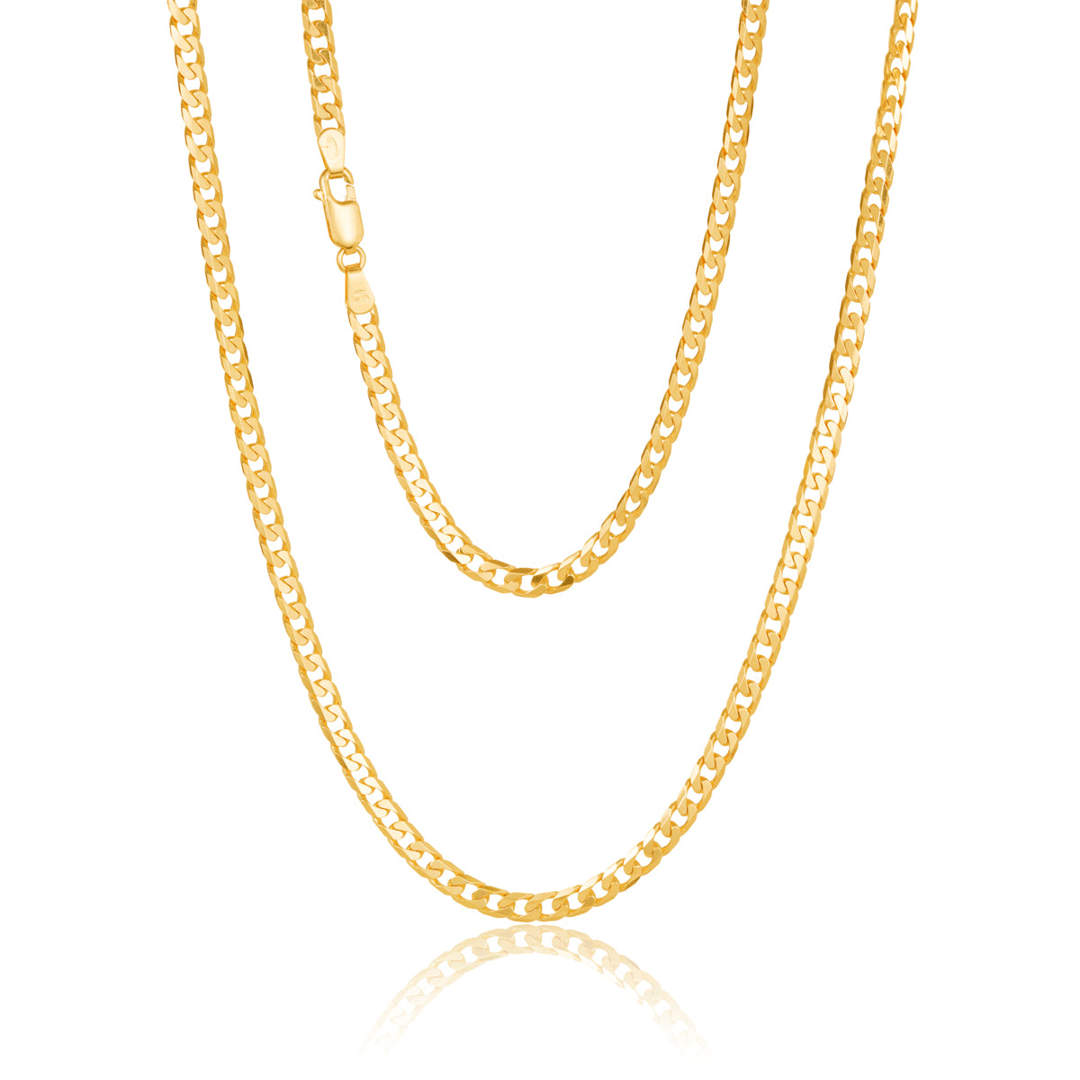 9ct Yellow Gold Grumetta Curb Link Chain, 4.75mm, 55cm