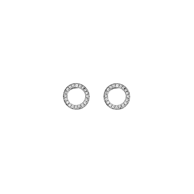 Sterling Silver Cubic Zirconia Circle Stud Earrings