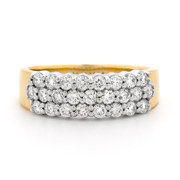 9ct Yellow and White Gold Pave Set Lab Grown Diamond ring