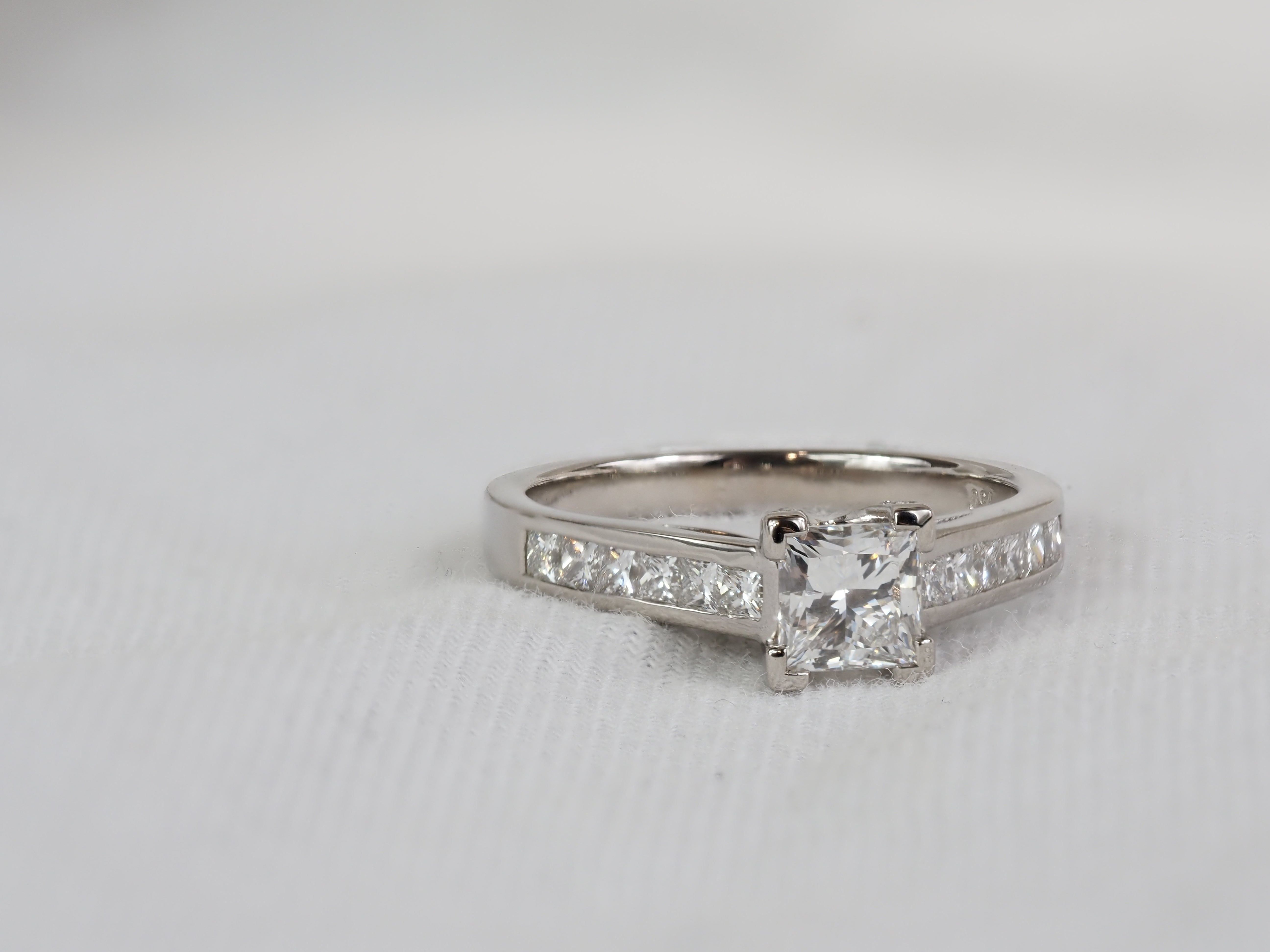 18ct White Gold Lab-Grown Princess Cut Diamond Ring, 0.78ct Centre