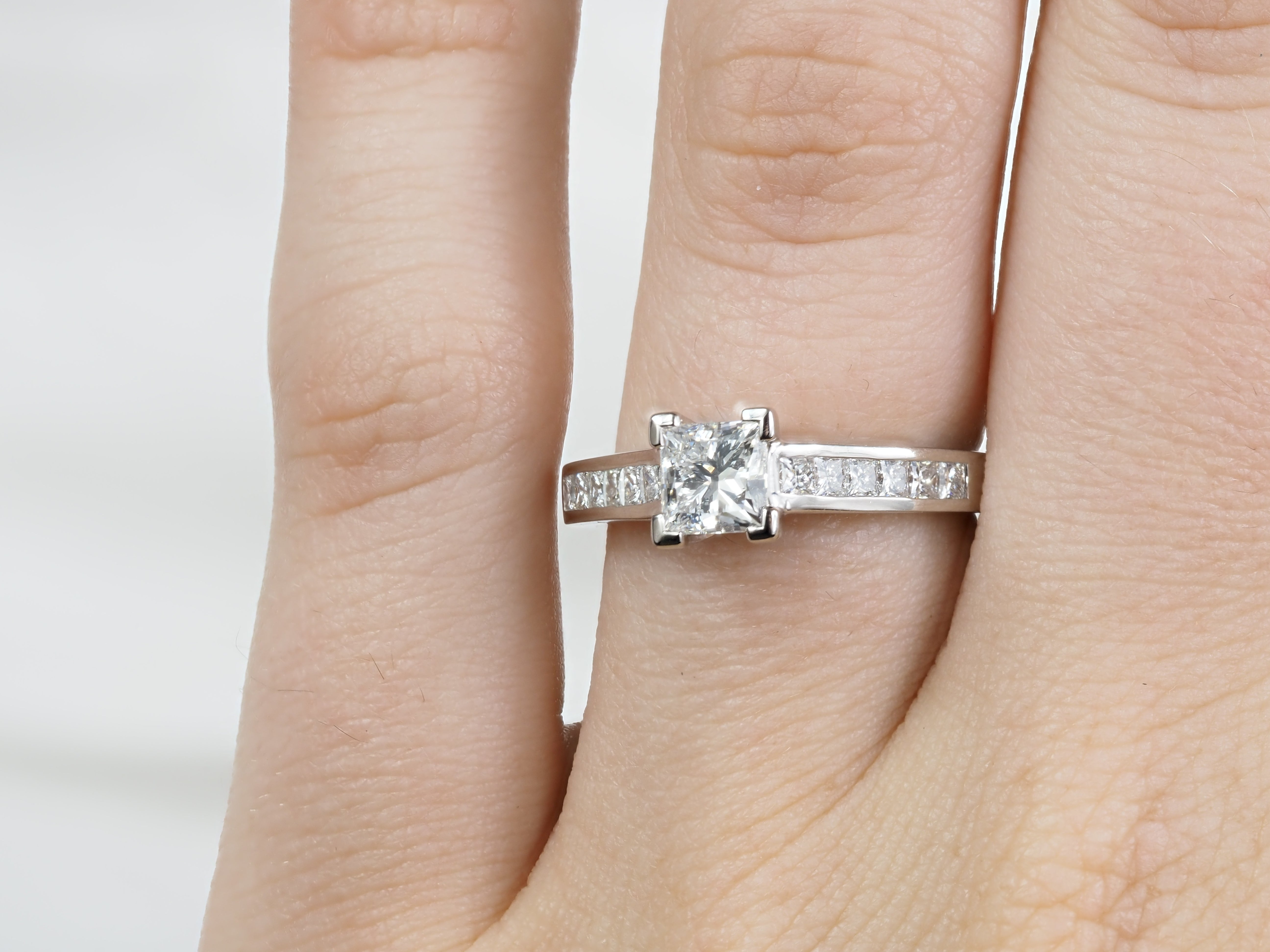 18ct White Gold Lab-Grown Princess Cut Diamond Ring, 0.78ct Centre