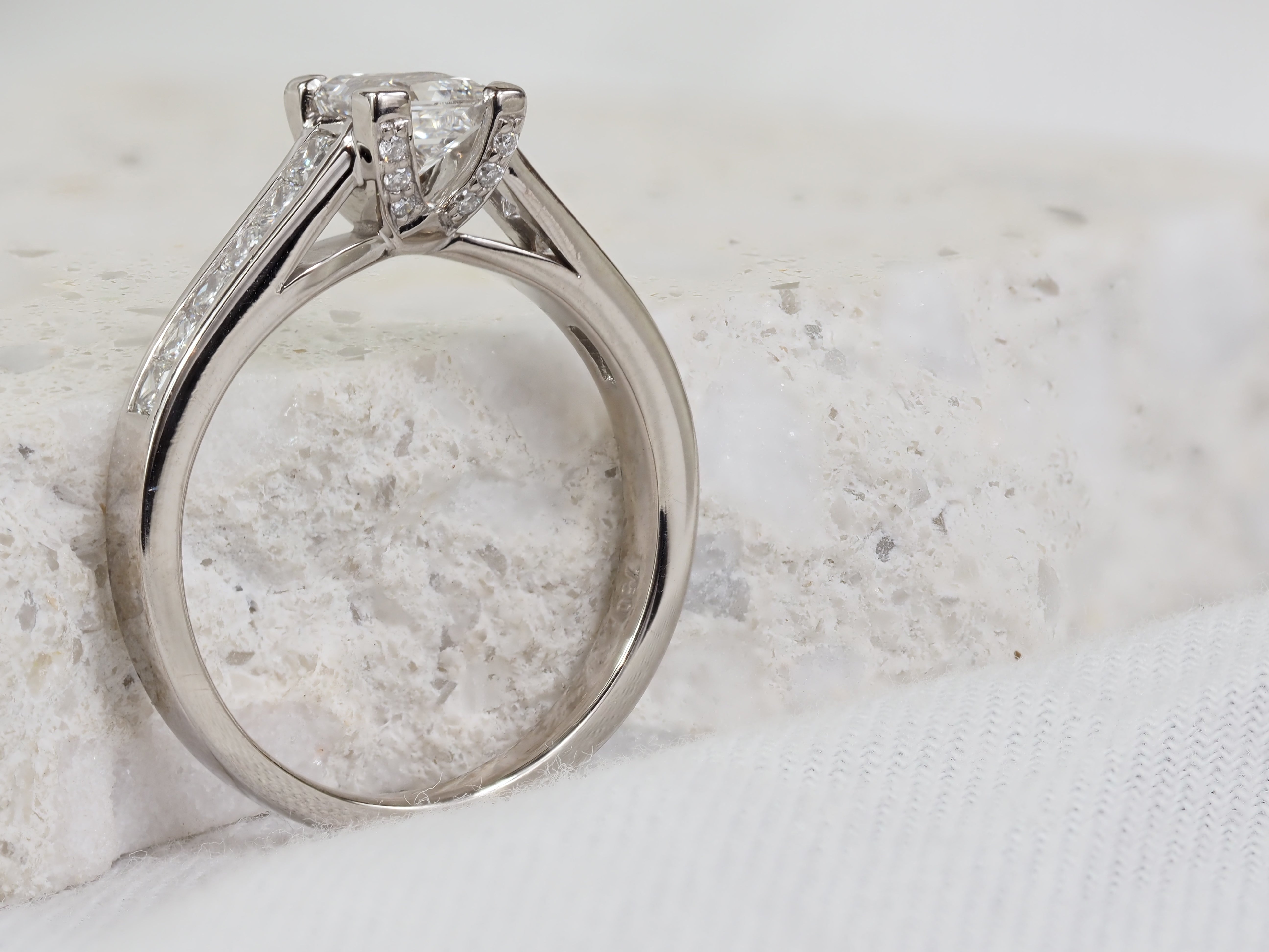 18ct White Gold Lab-Grown Princess Cut Diamond Ring, 0.78ct Centre