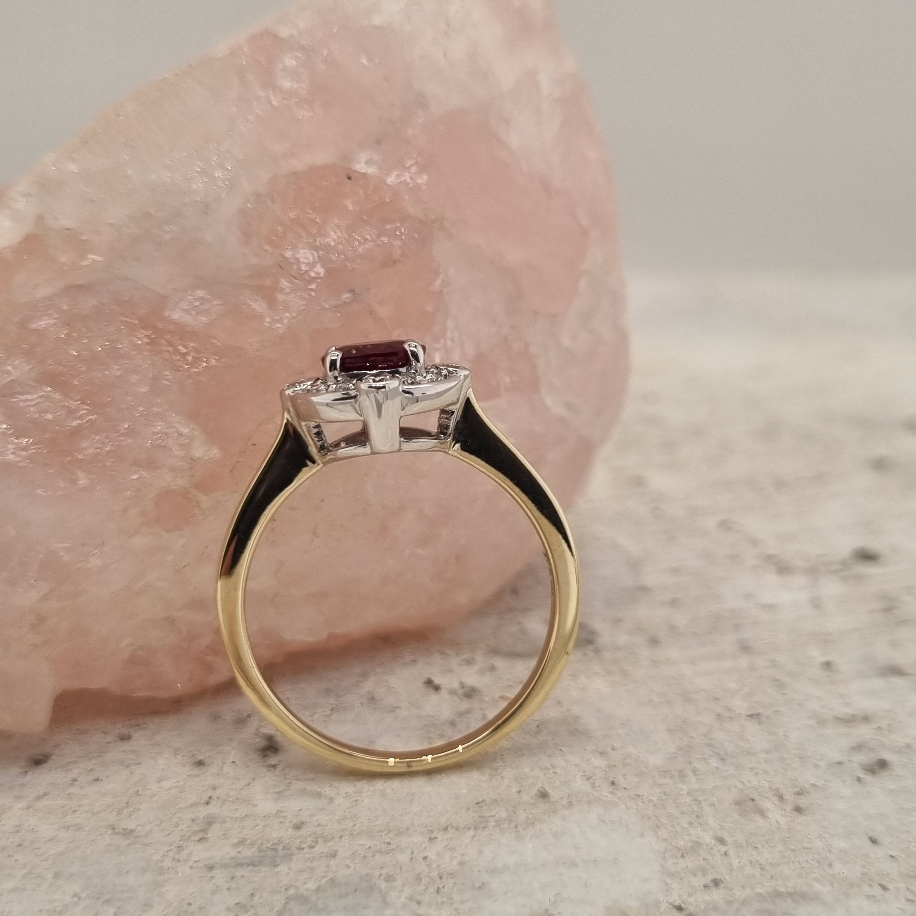 9ct Yellow and White Gold Ruby and Diamond ring