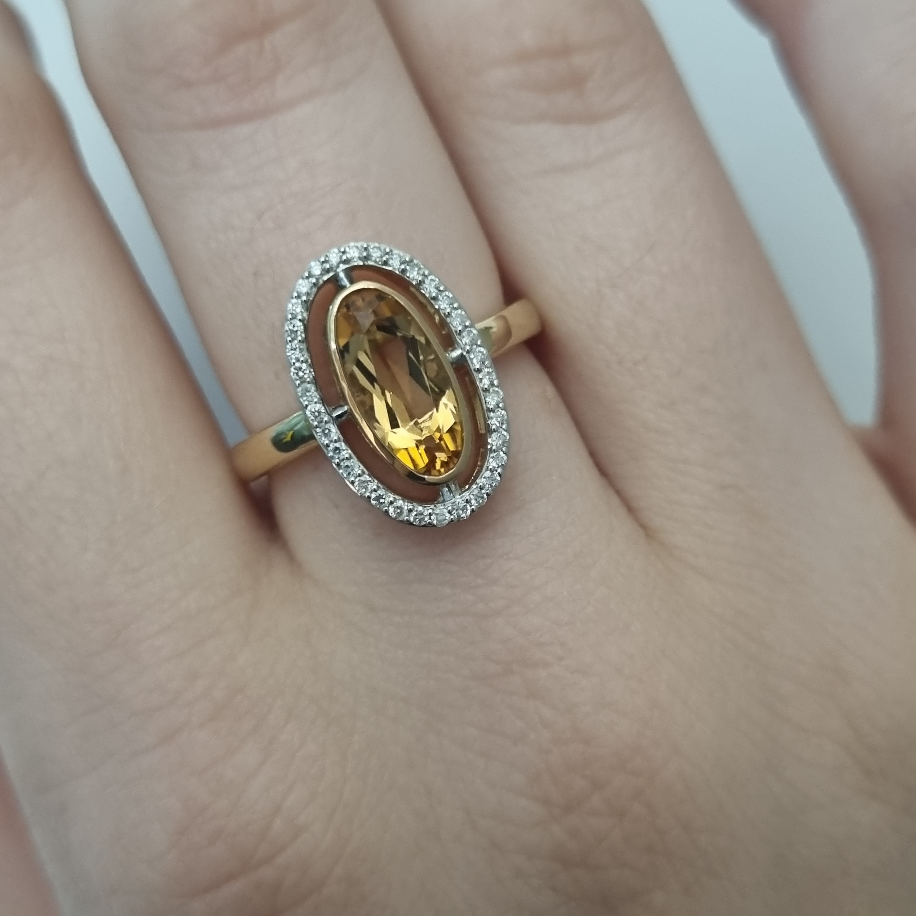 9ct Yellow and White Citrine & Diamond Ring