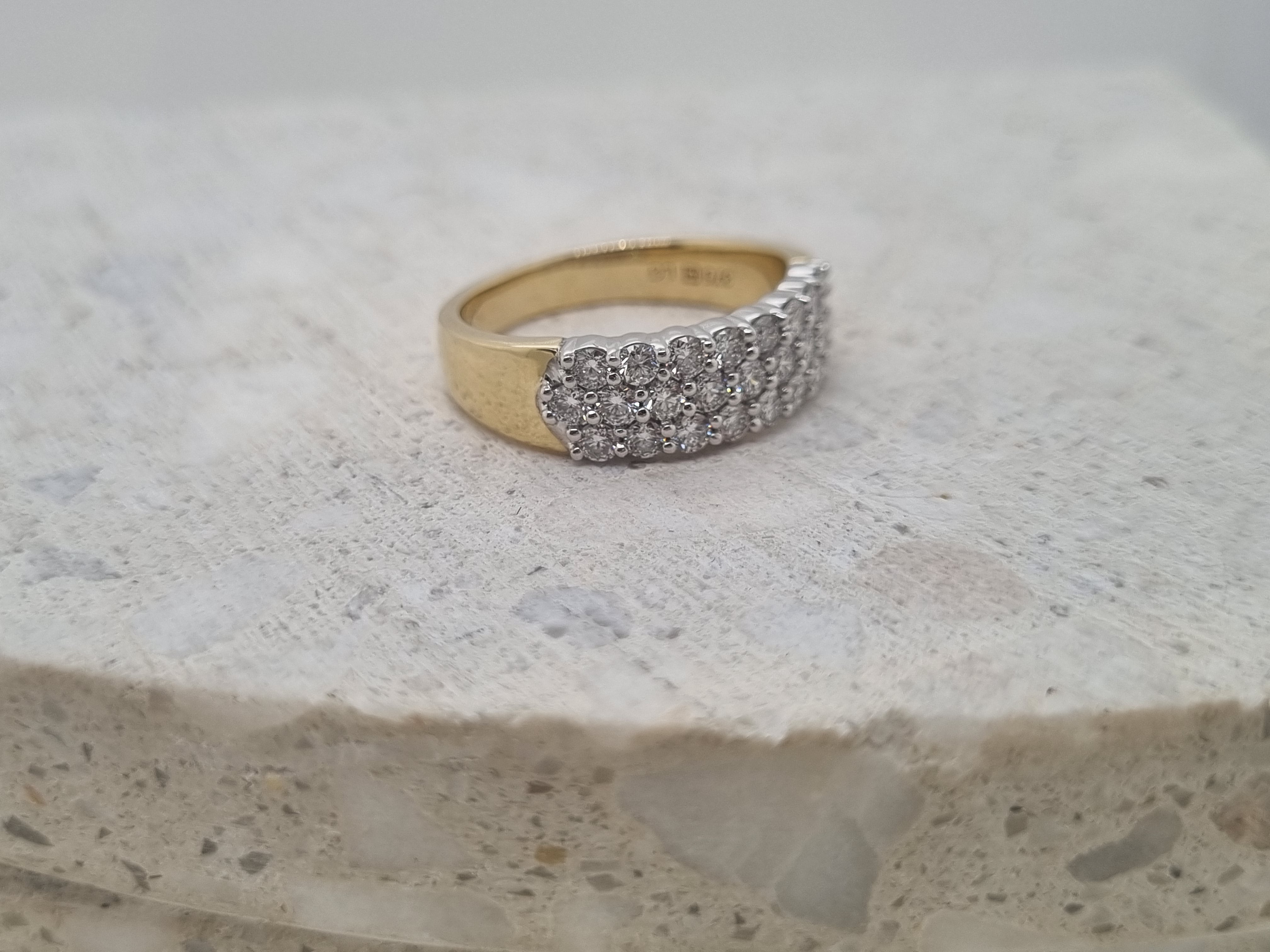 9ct Yellow and White Gold Pave Set Lab Grown Diamond ring
