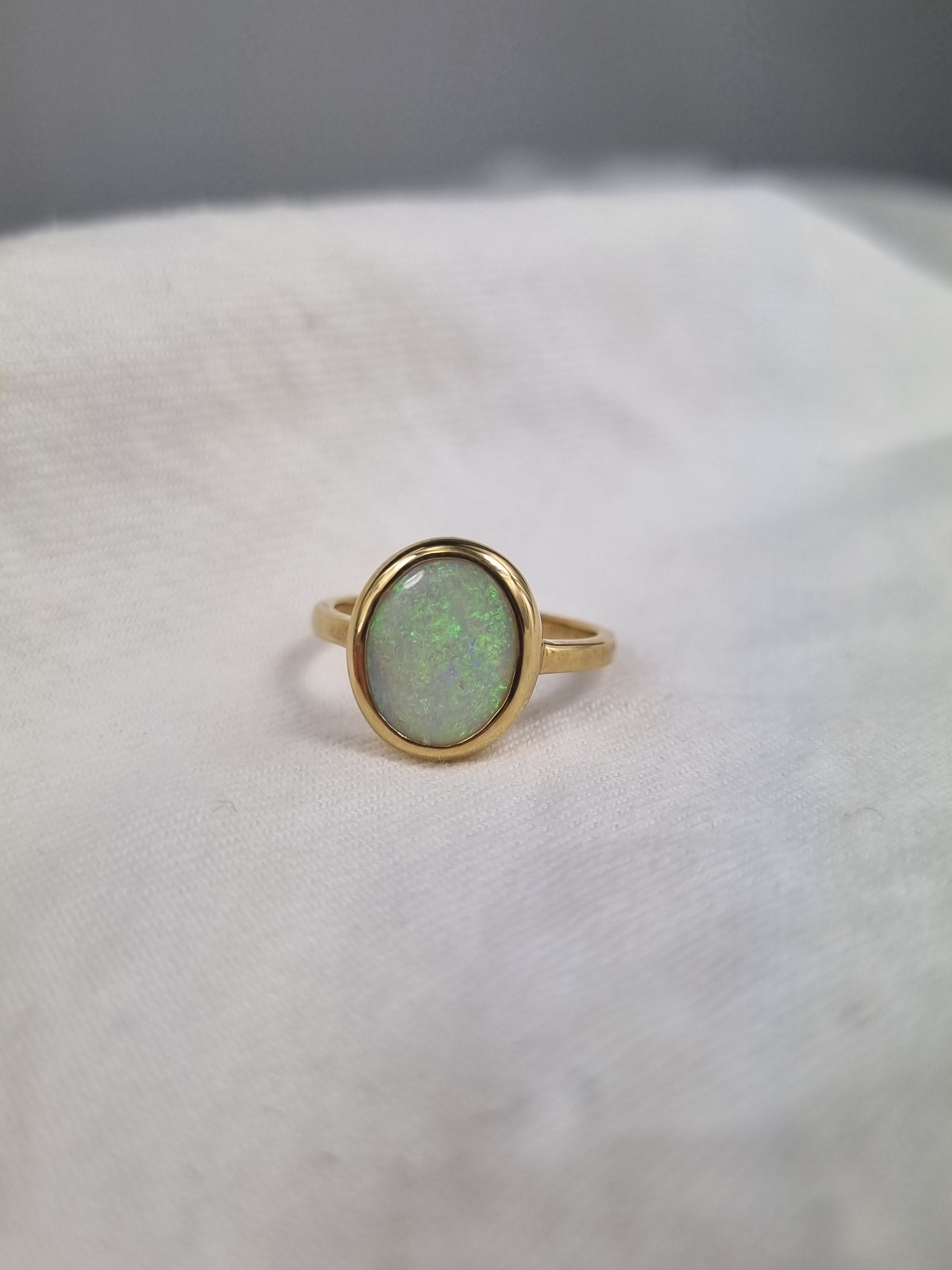 9ct Yellow Gold Solid Black Opal Ring, 2ct