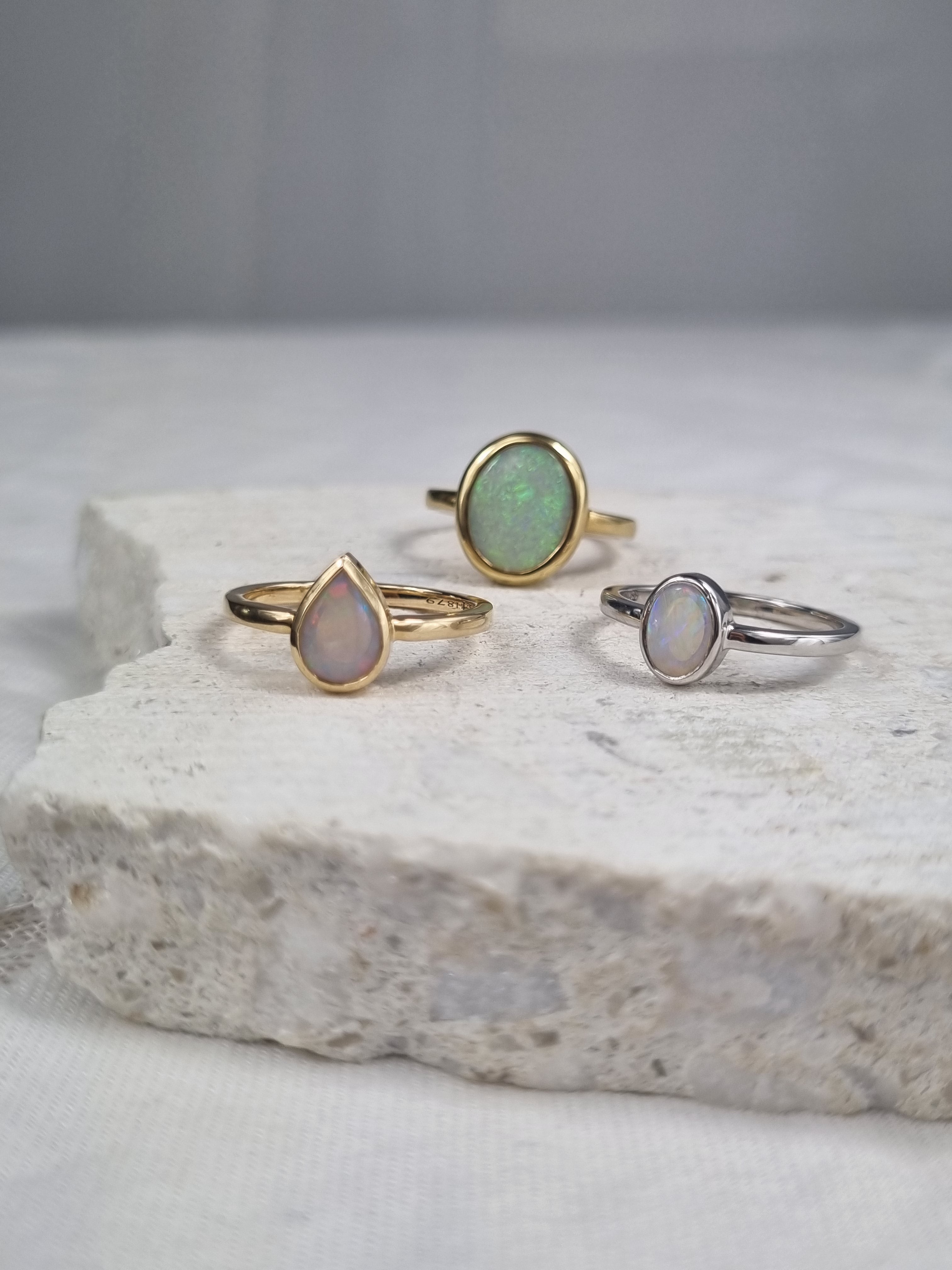 9ct Yellow Gold Solid Black Opal Ring, 2ct
