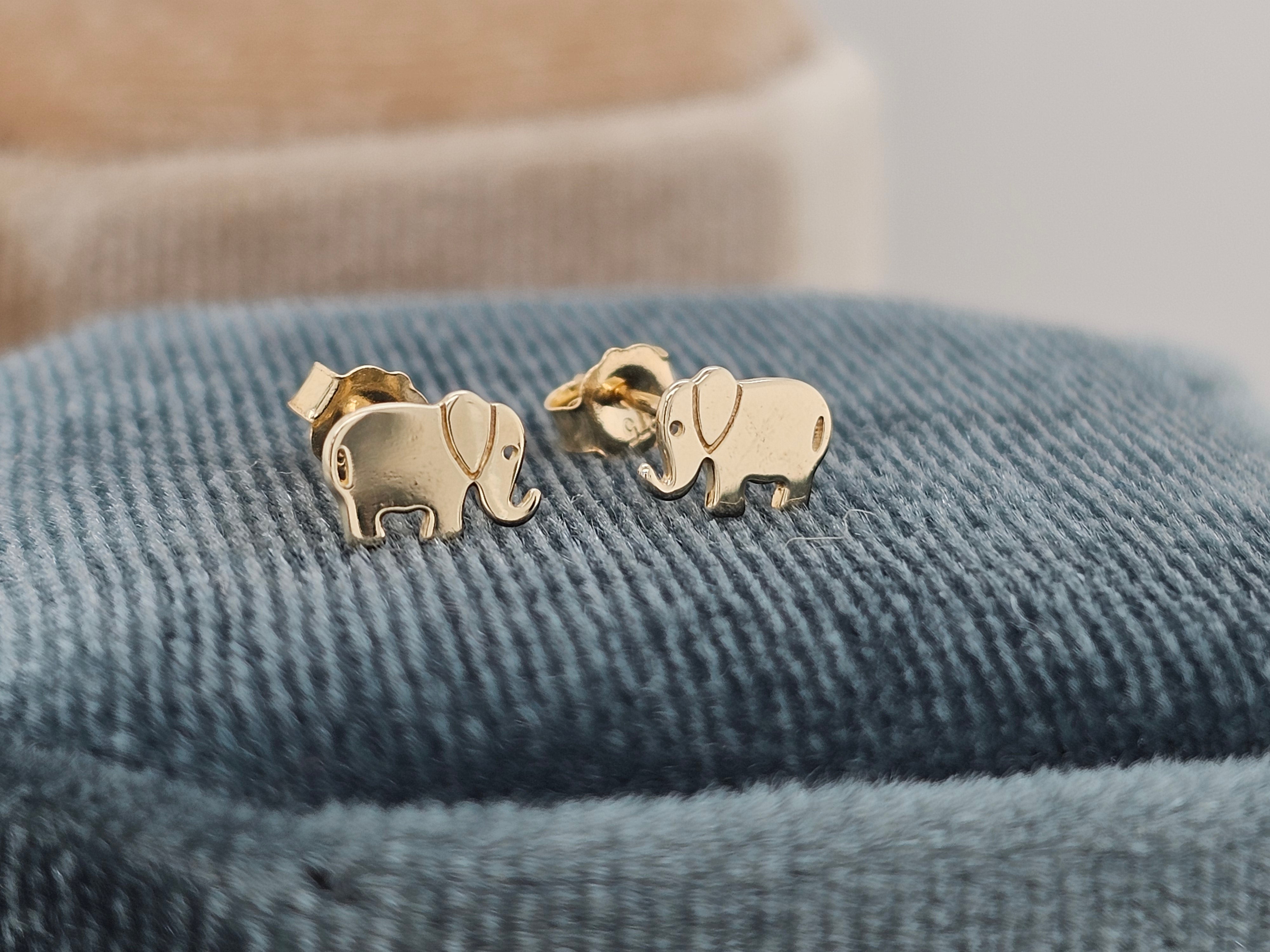 9ct gold elephant studs