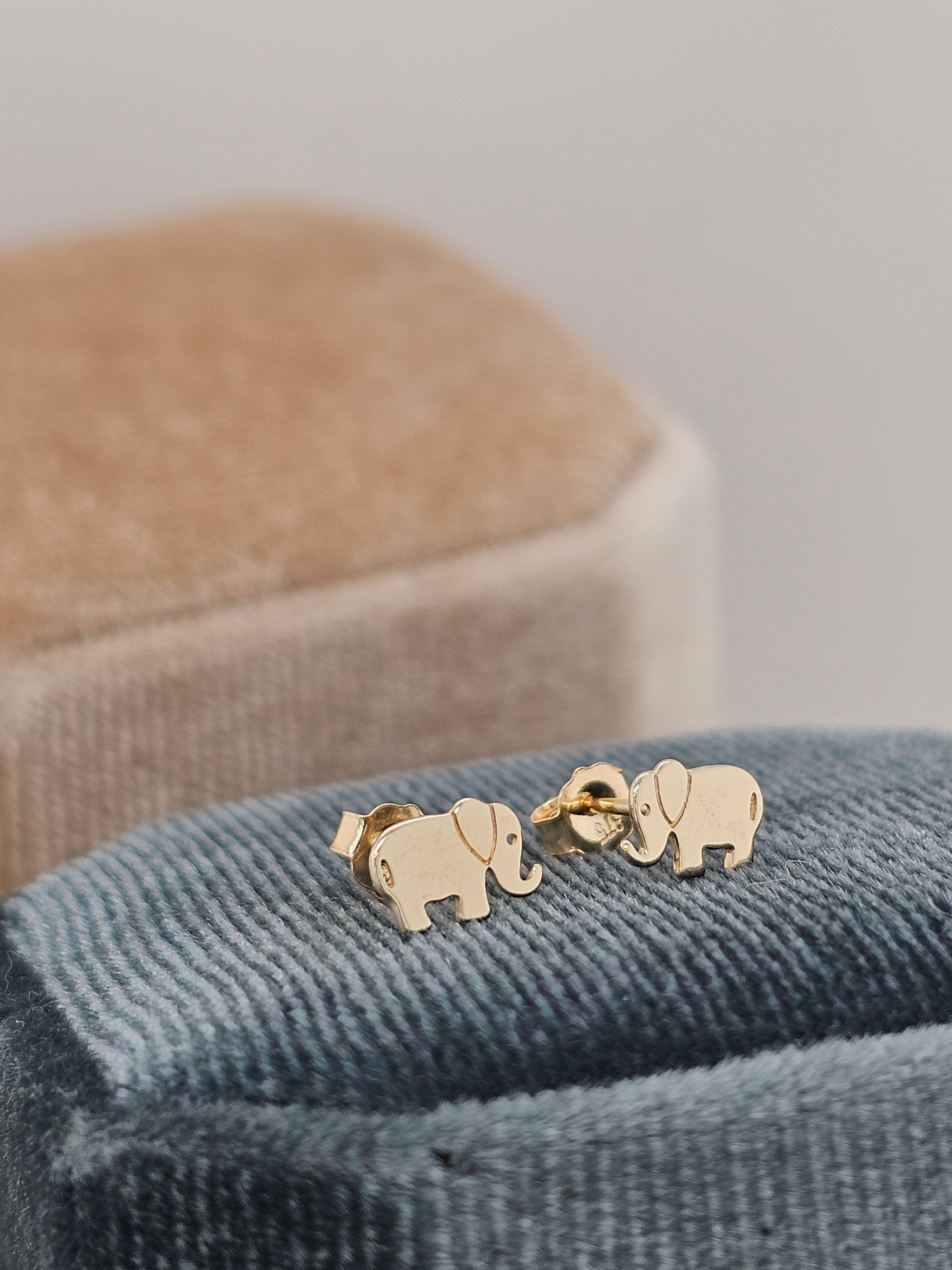 9ct gold elephant studs