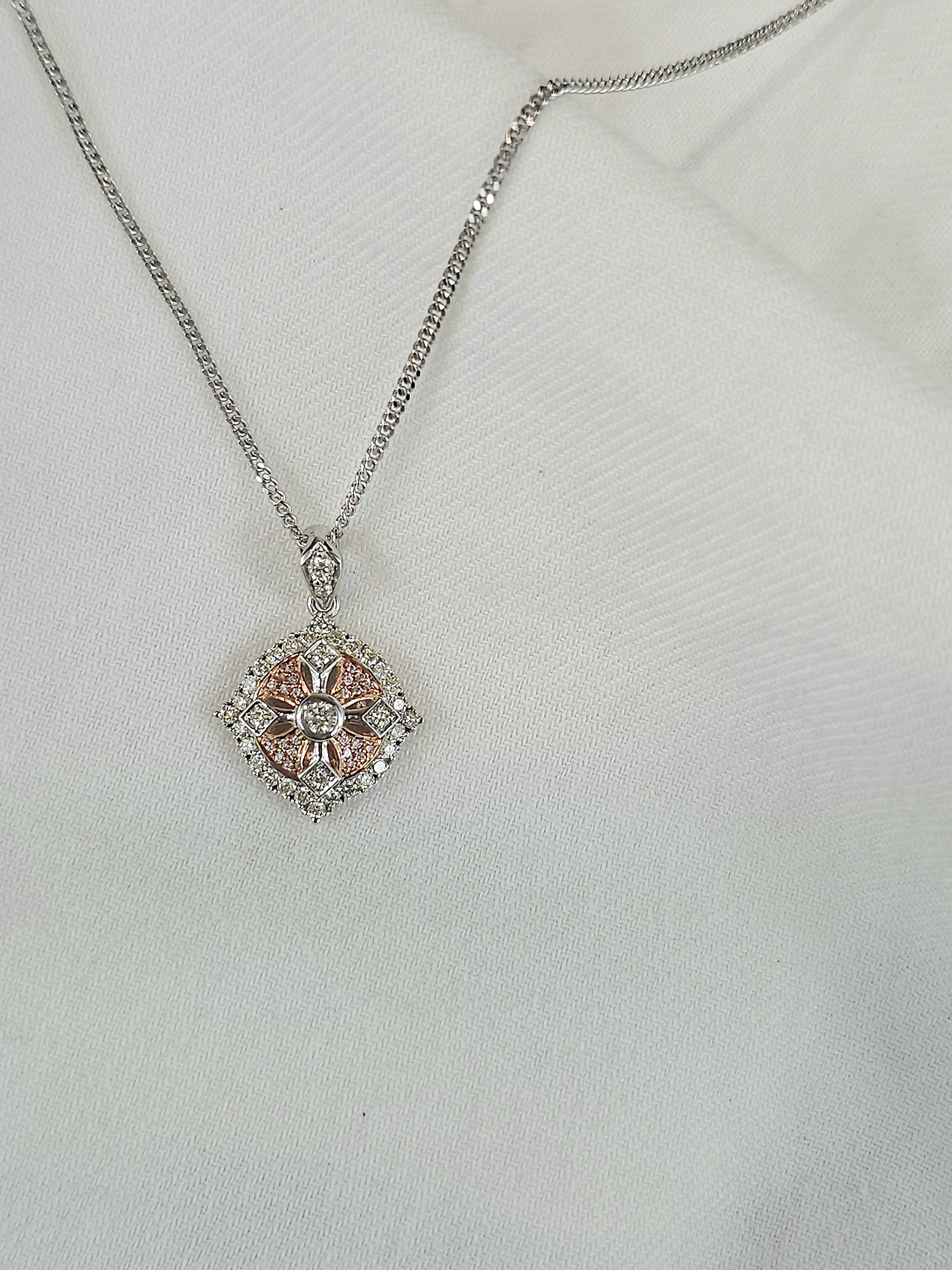 9ct Rose and White 'Pink Caviar' Argyle Diamond pendant, 0.33ct total