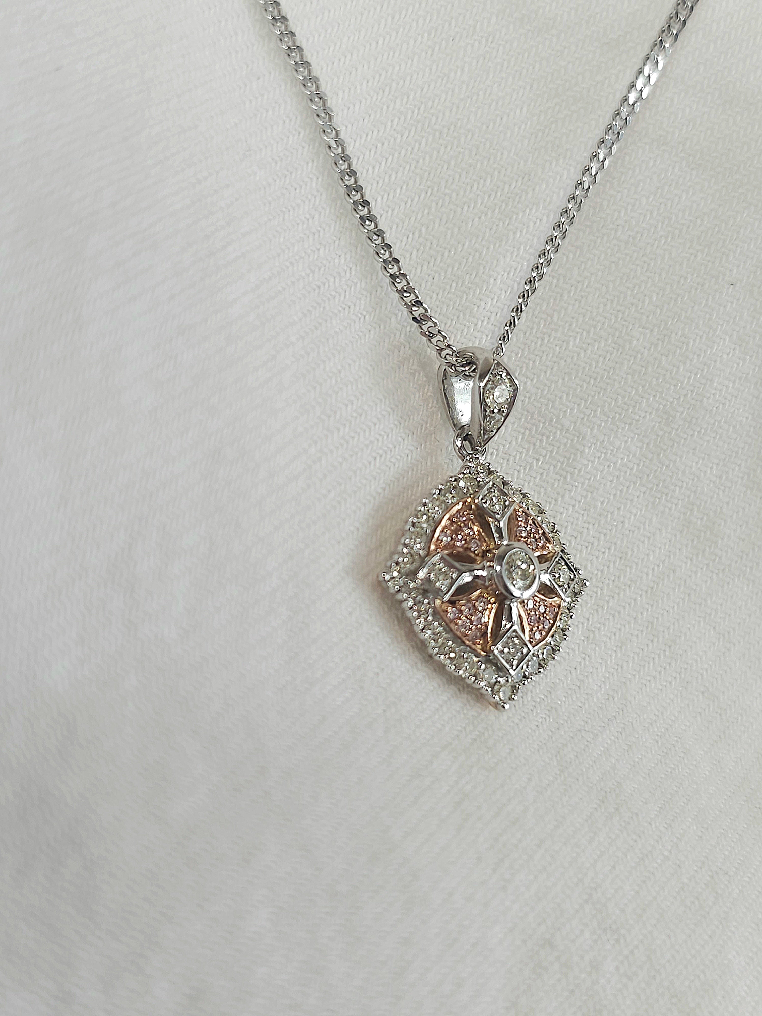 9ct Rose and White 'Pink Caviar' Argyle Diamond pendant, 0.33ct total