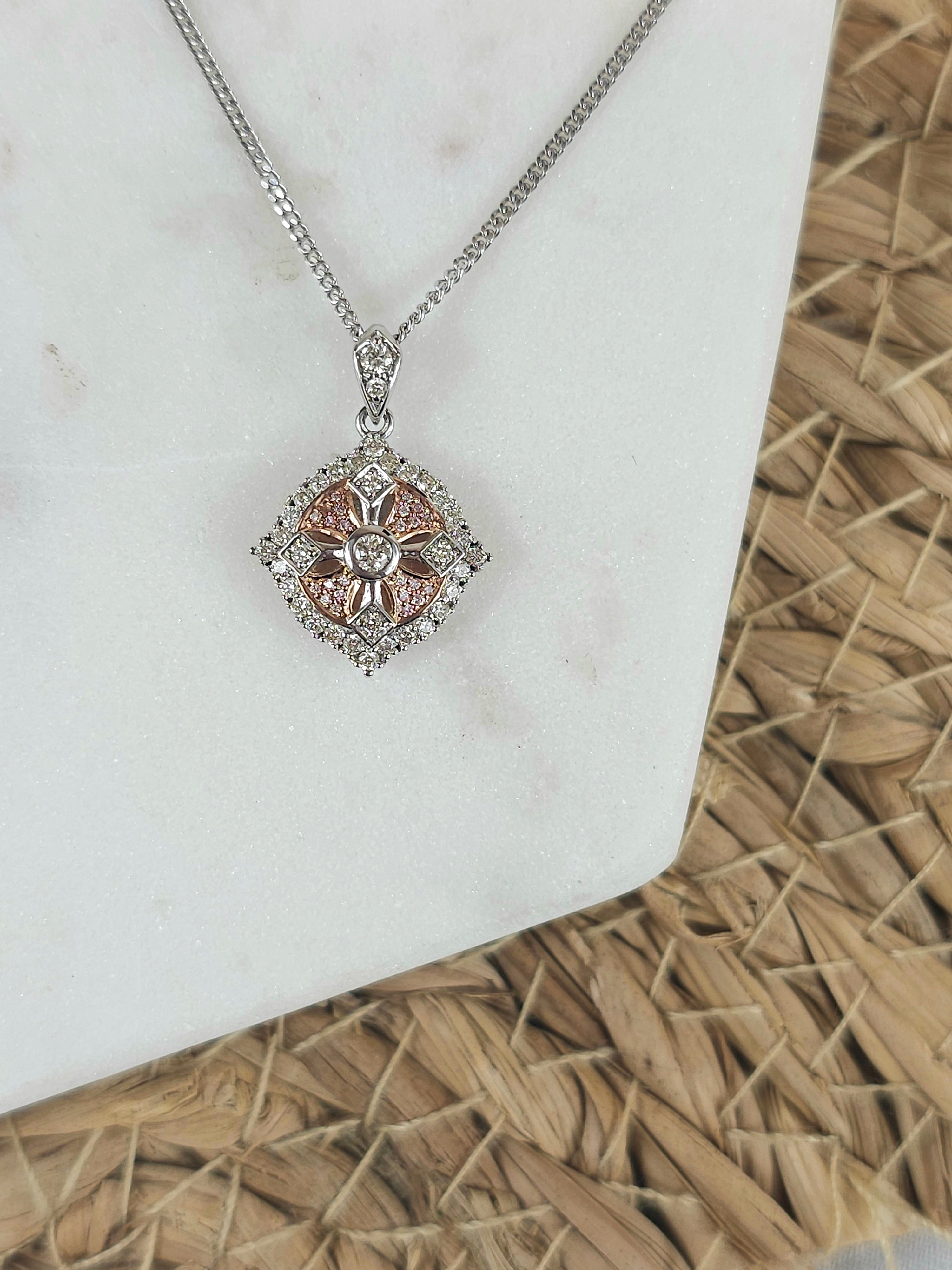 9ct Rose and White 'Pink Caviar' Argyle Diamond pendant, 0.33ct total