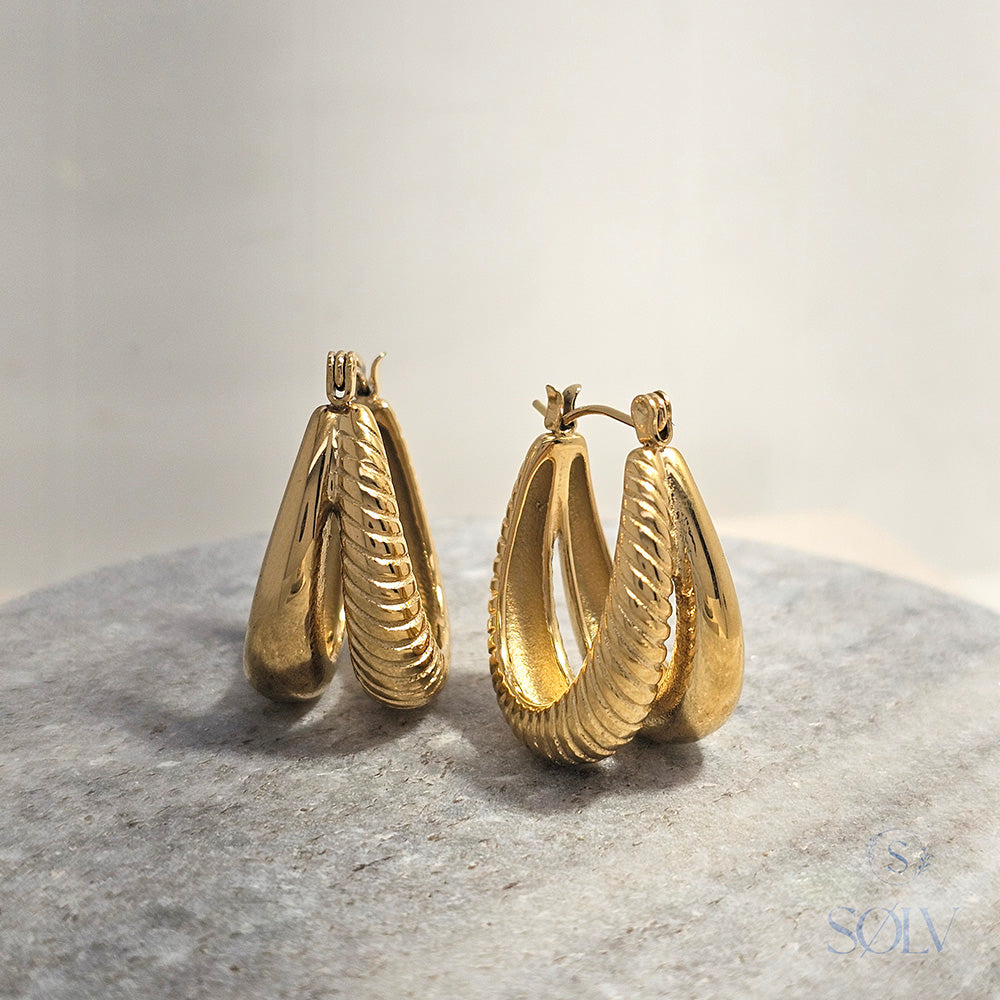 Solv Stainless Steel Double Oblong Hoop Earrings