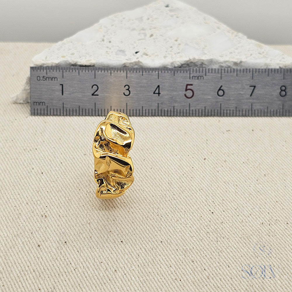 Solv Stainless Steel Gold Plated Abstract Ring, Size 7