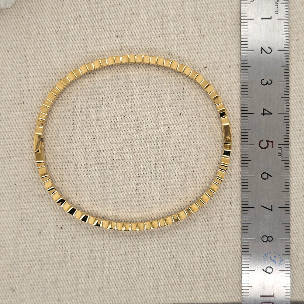 Solv Stainless Steel Gold Plated Hexagonal Hinge Bangle, 59mm