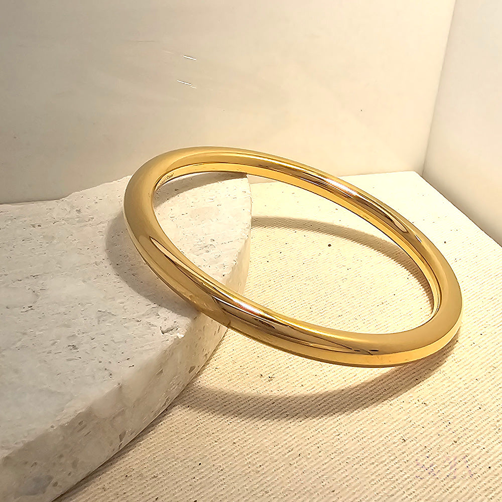 Solv Stainless Steel Gold Plated Gold Bangle, 63mm